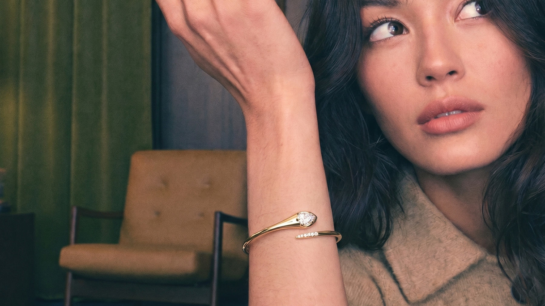 Lab grown diamond tennis bracelet worn on the wrist in warm natural light, showing how price scales per carat