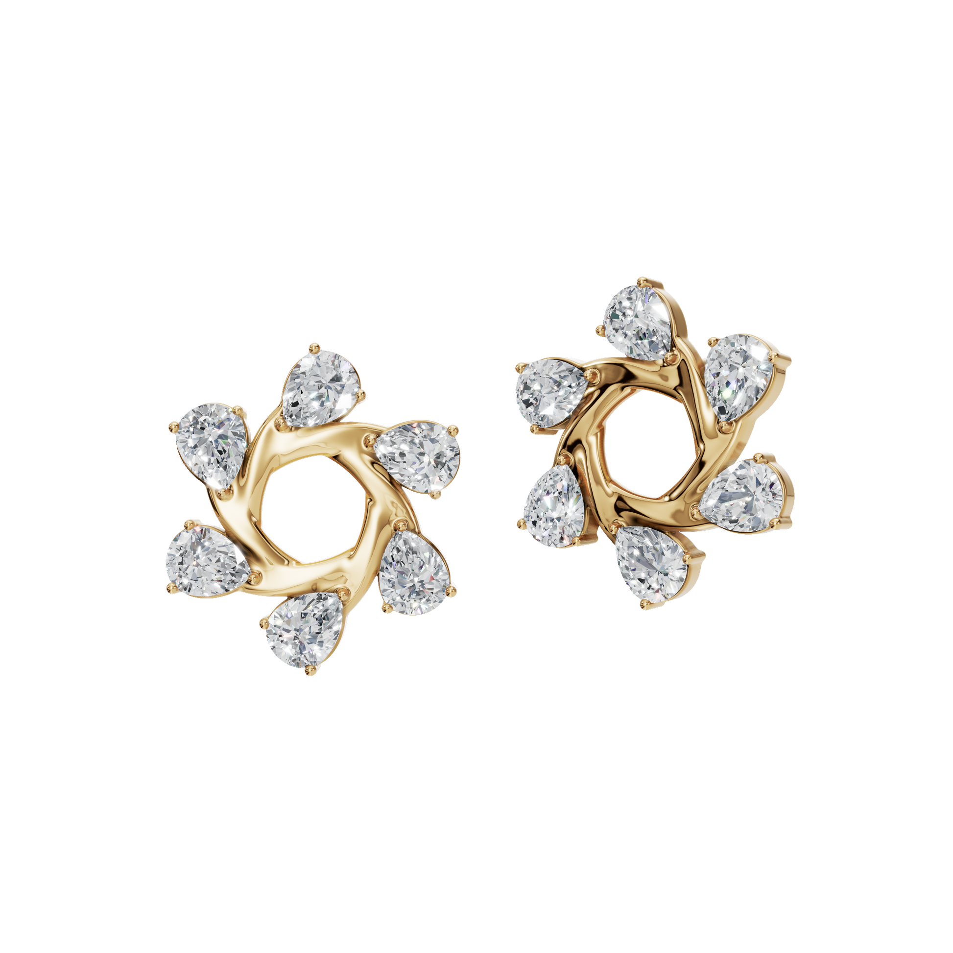 Starlight Portal Diamond Stud Earrings in Yellow Gold | Lab Grown | Roomy's Jewelery