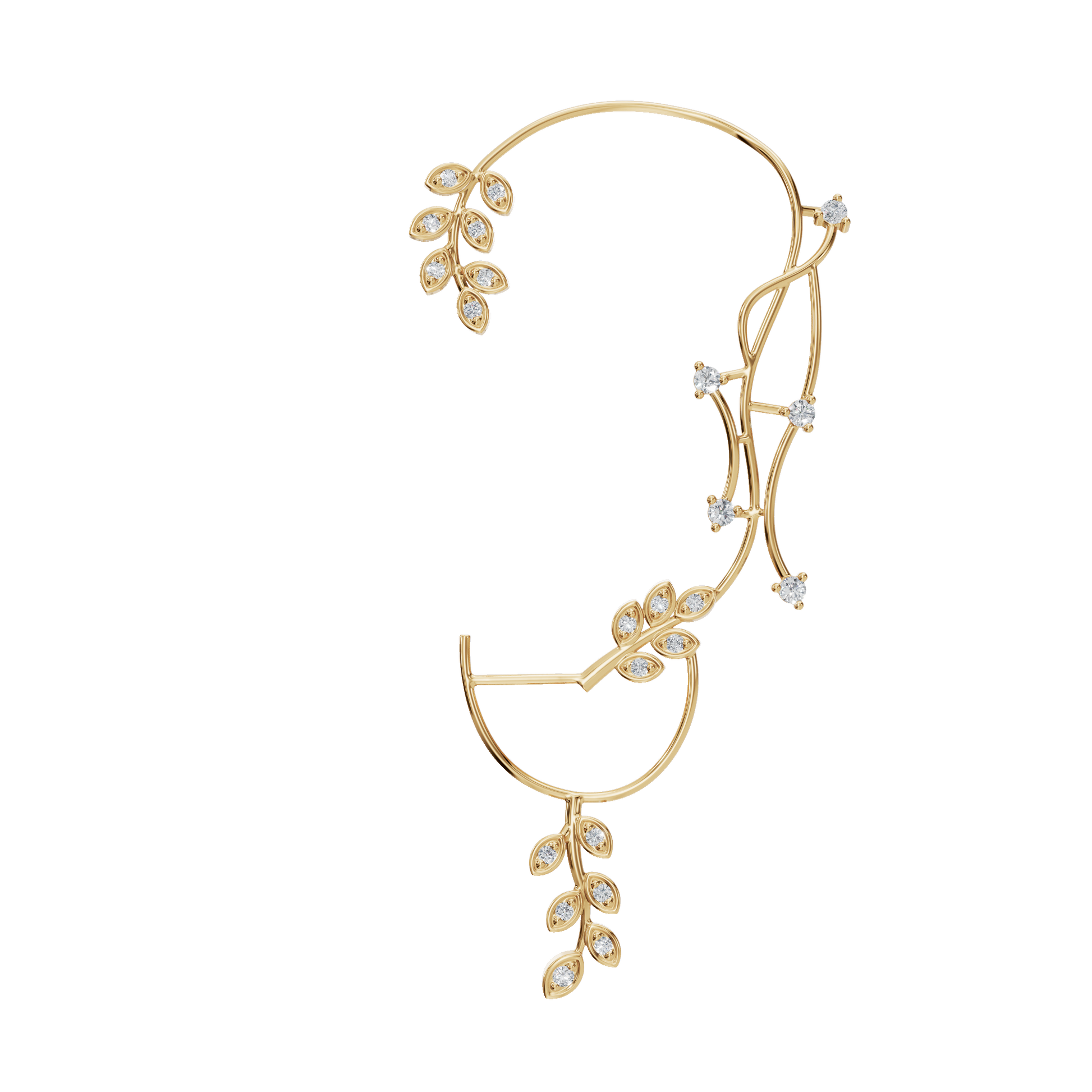 Velmira Diamond Ear Cuff in Yellow Gold | Lab Grown | Roomy's Jewelery