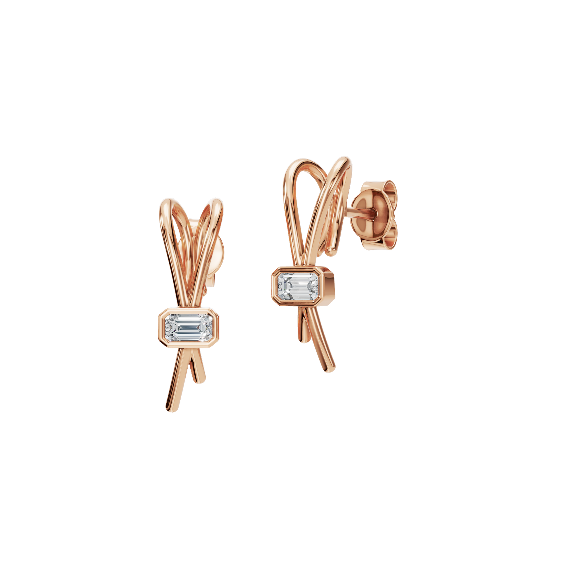 Emerald Ribbon Fashion Stud Earrings