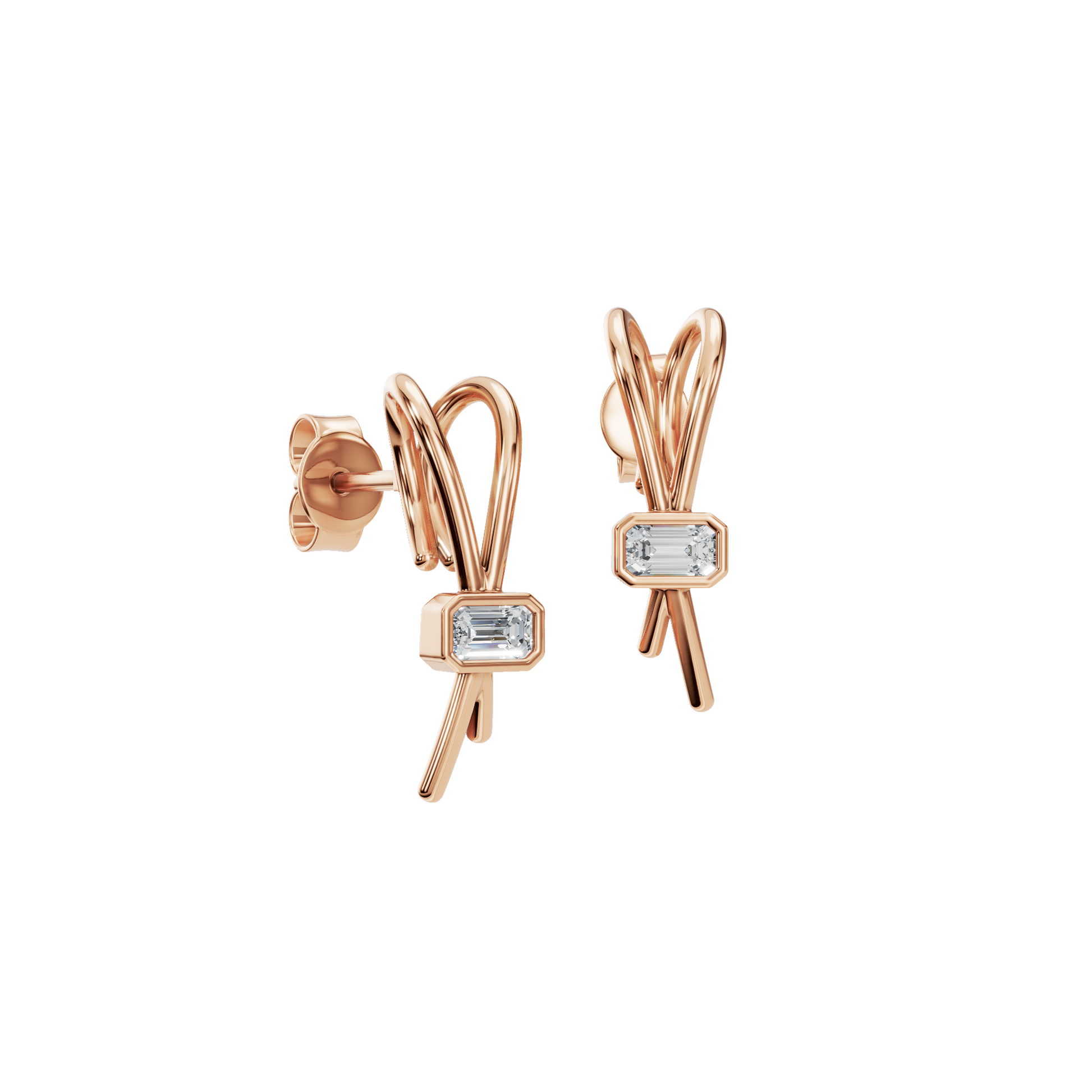 Emerald Ribbon Fashion Stud Earrings
