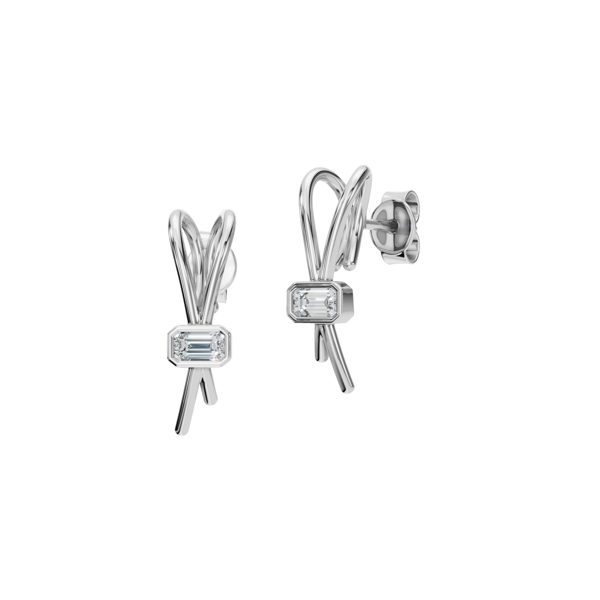 Emerald Ribbon Fashion Stud Earrings