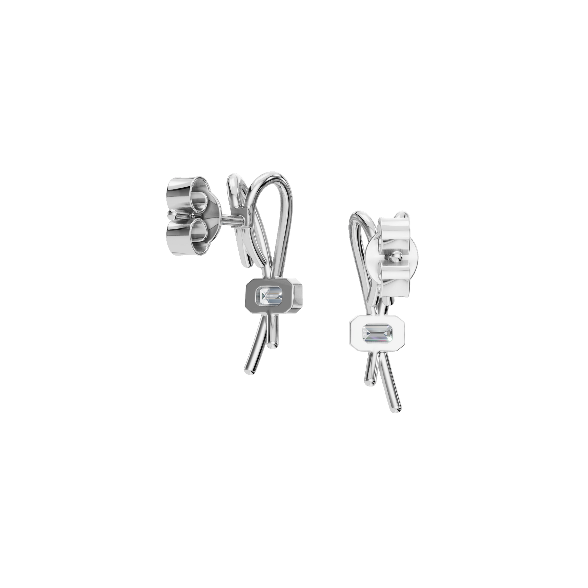 Emerald Ribbon Fashion Stud Earrings