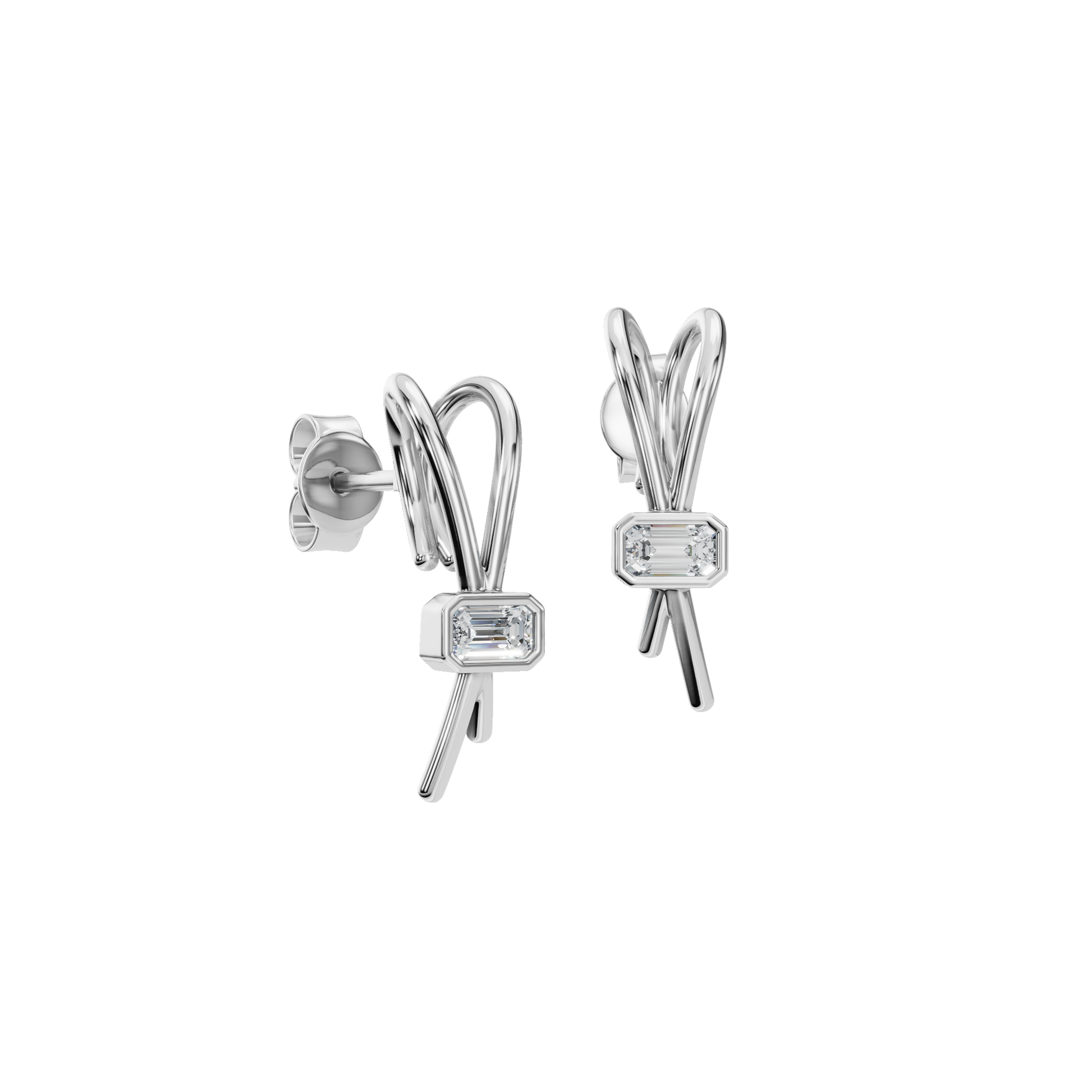 Emerald Ribbon Fashion Stud Earrings