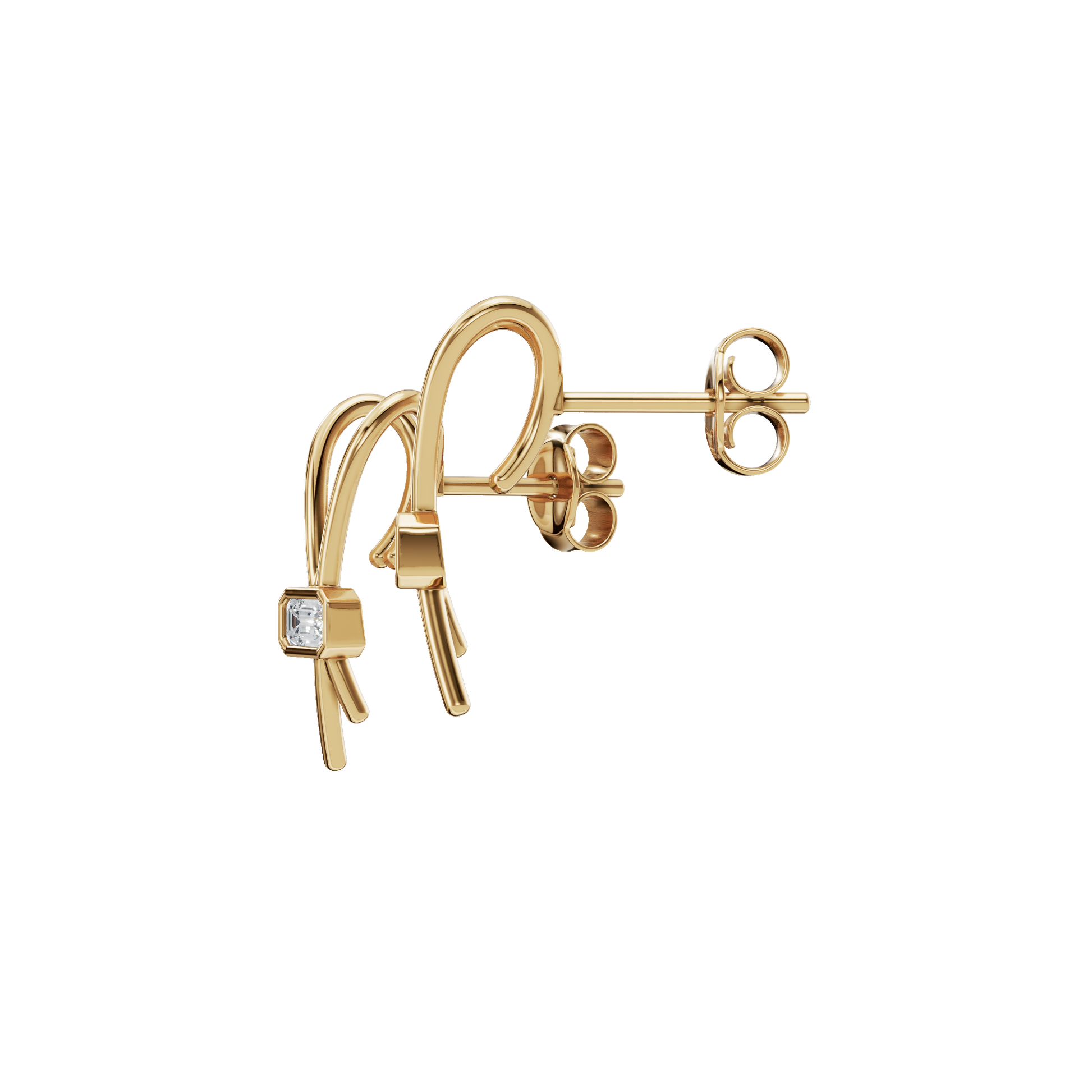 Emerald Ribbon Fashion Stud Earrings