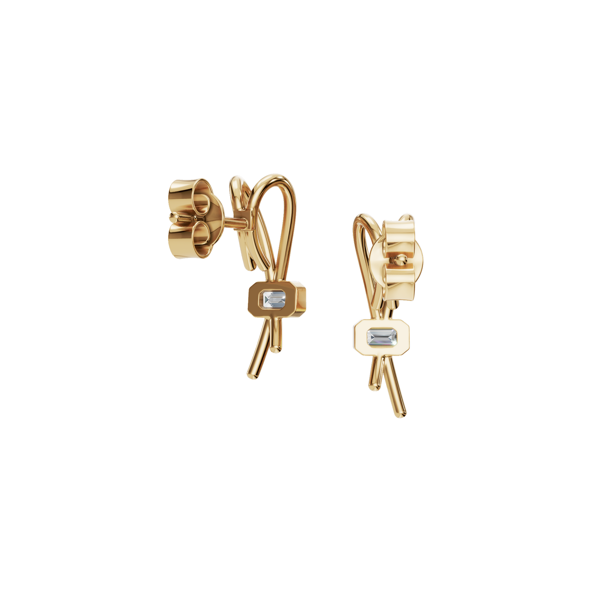 Emerald Ribbon Fashion Stud Earrings
