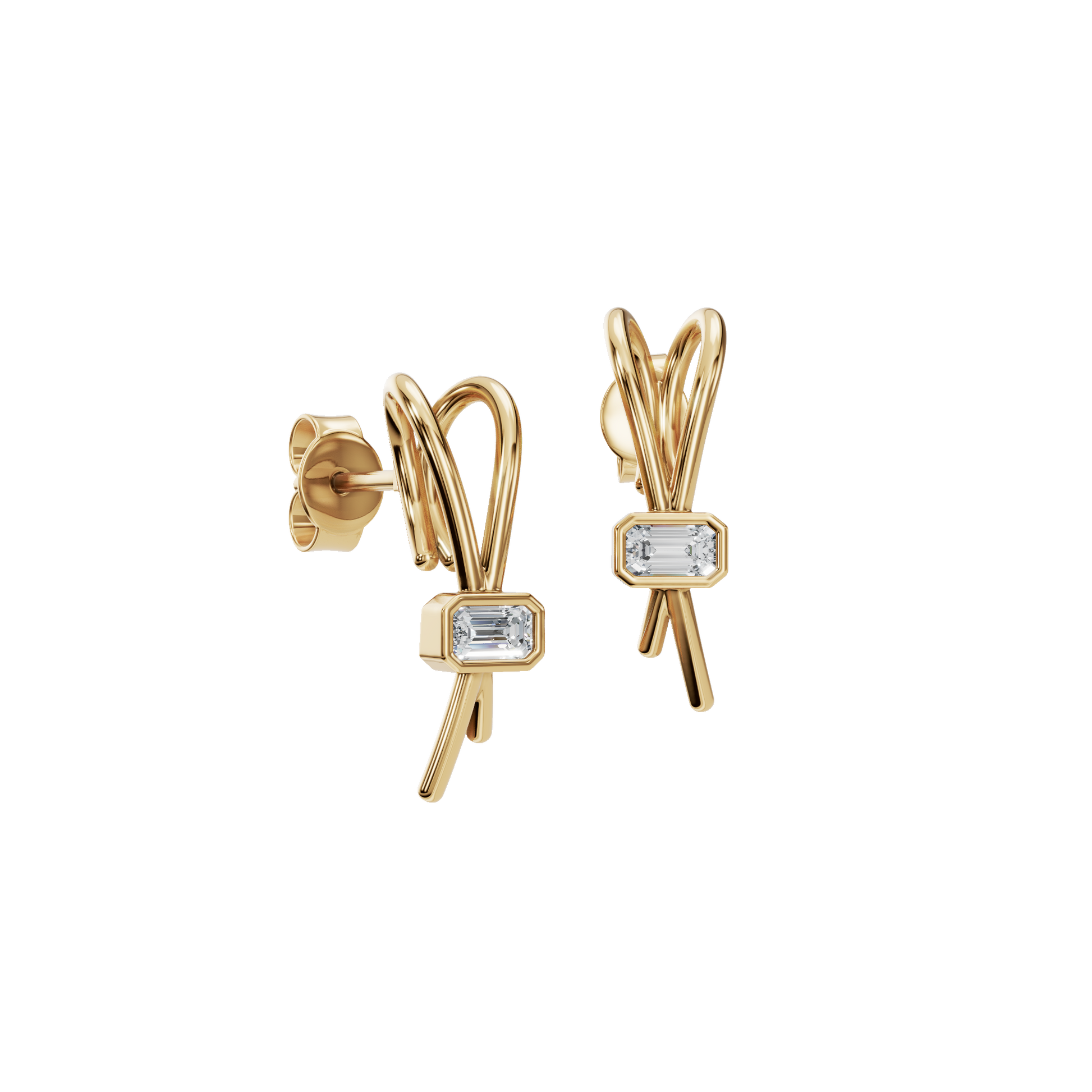 Emerald Ribbon Fashion Stud Earrings