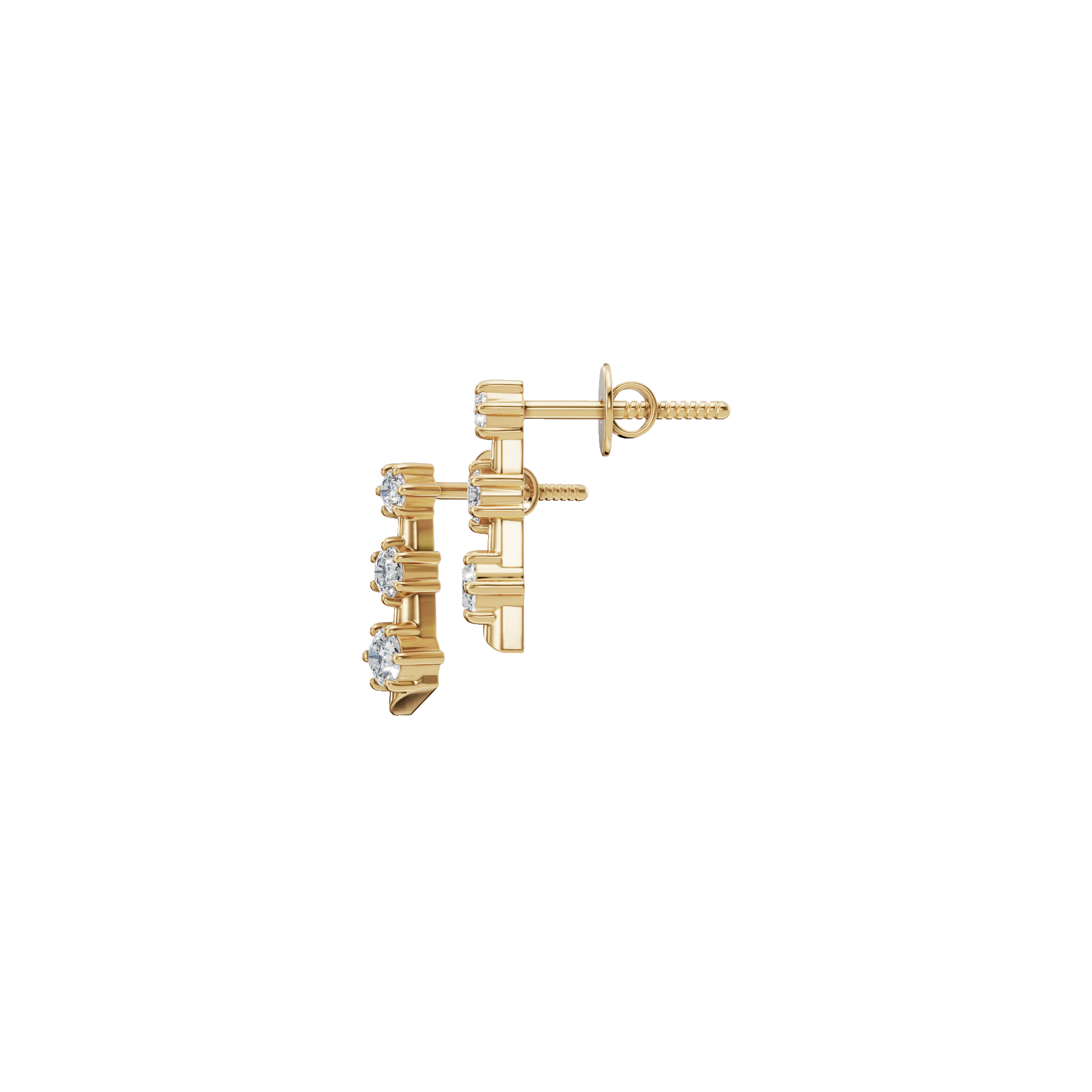 Three Stone Step Fashion Stud Earrings