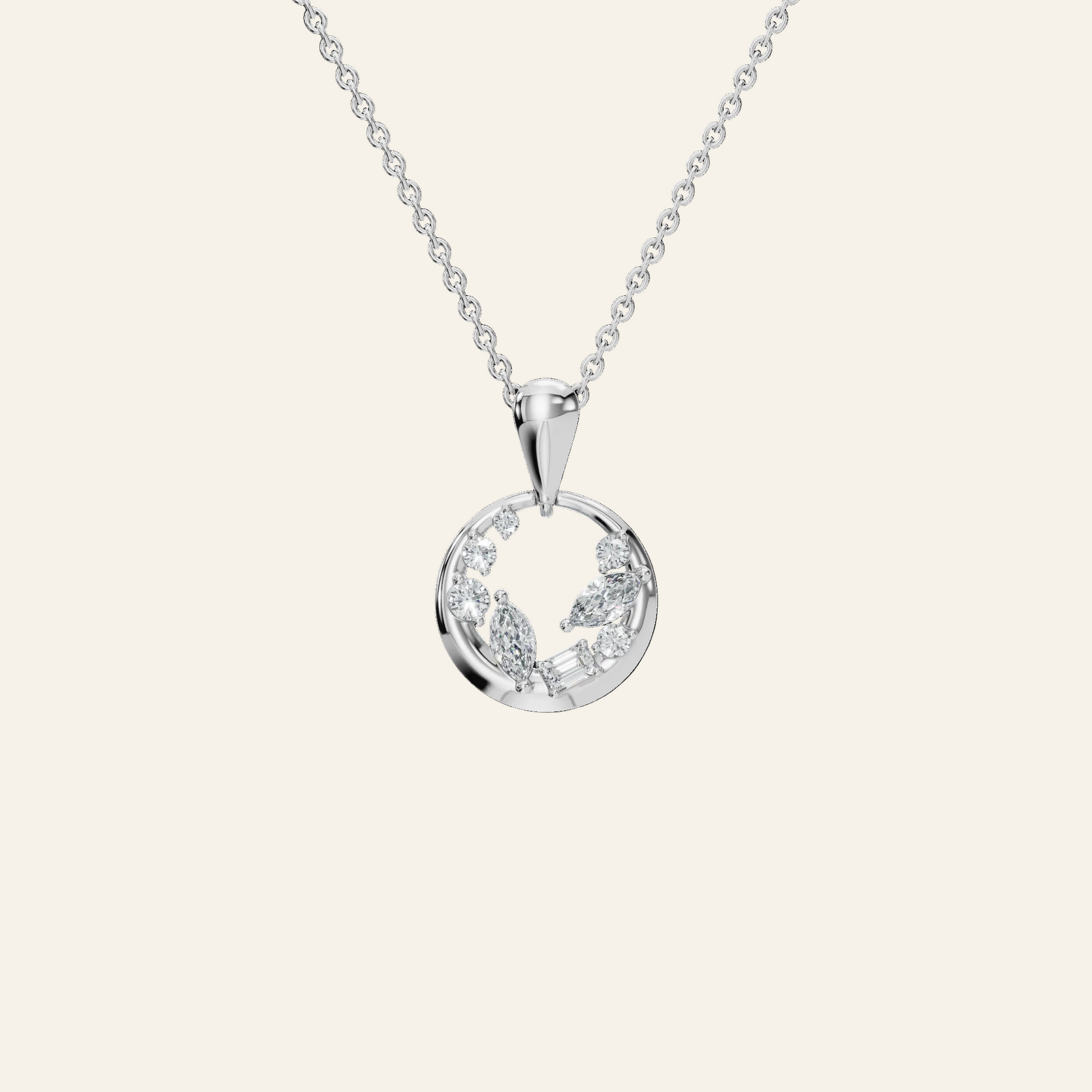 Halo Diamond Circle Pendant