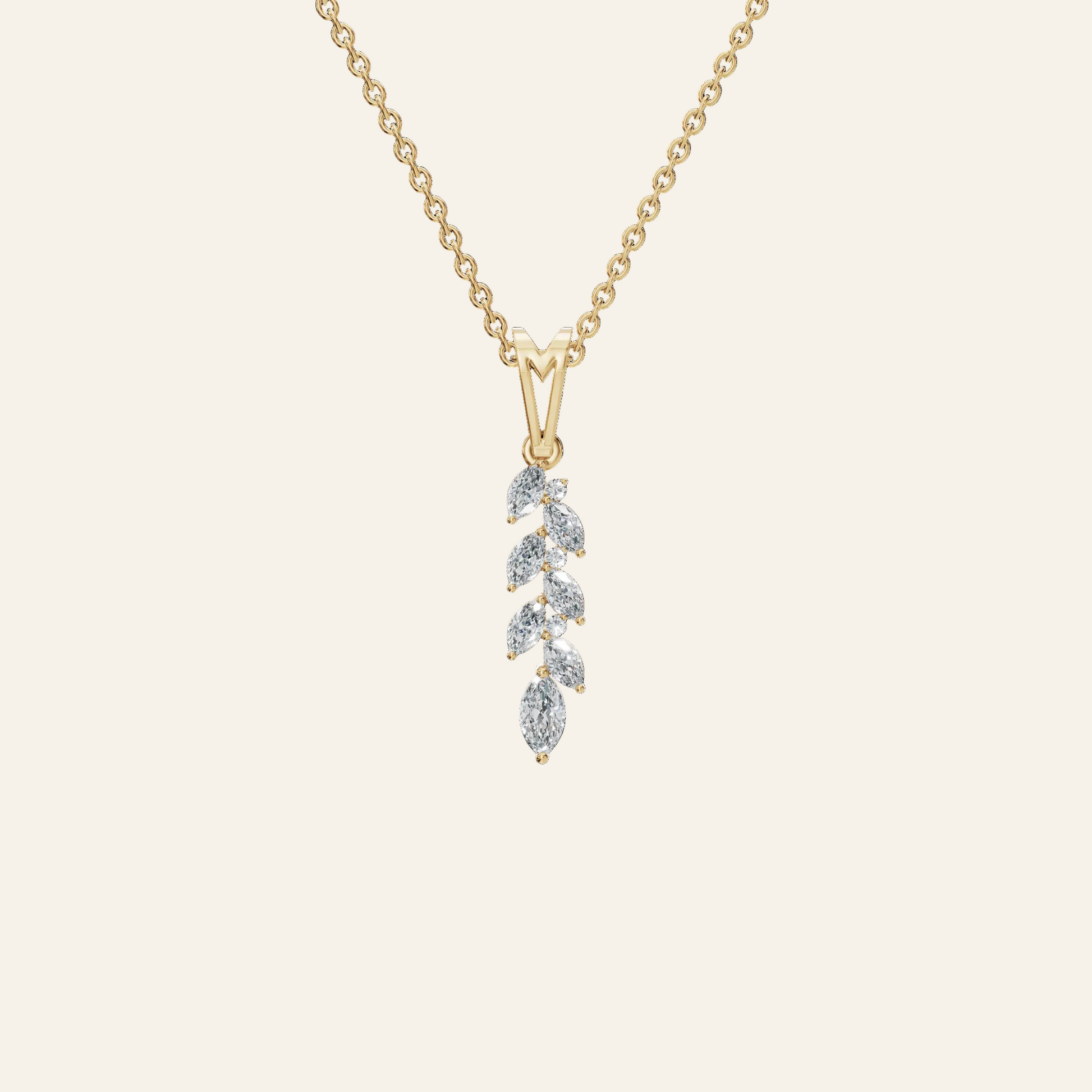 Marquise Diamond Cluster Pendant in Yellow Gold | Lab Grown | Roomy's Jewelery
