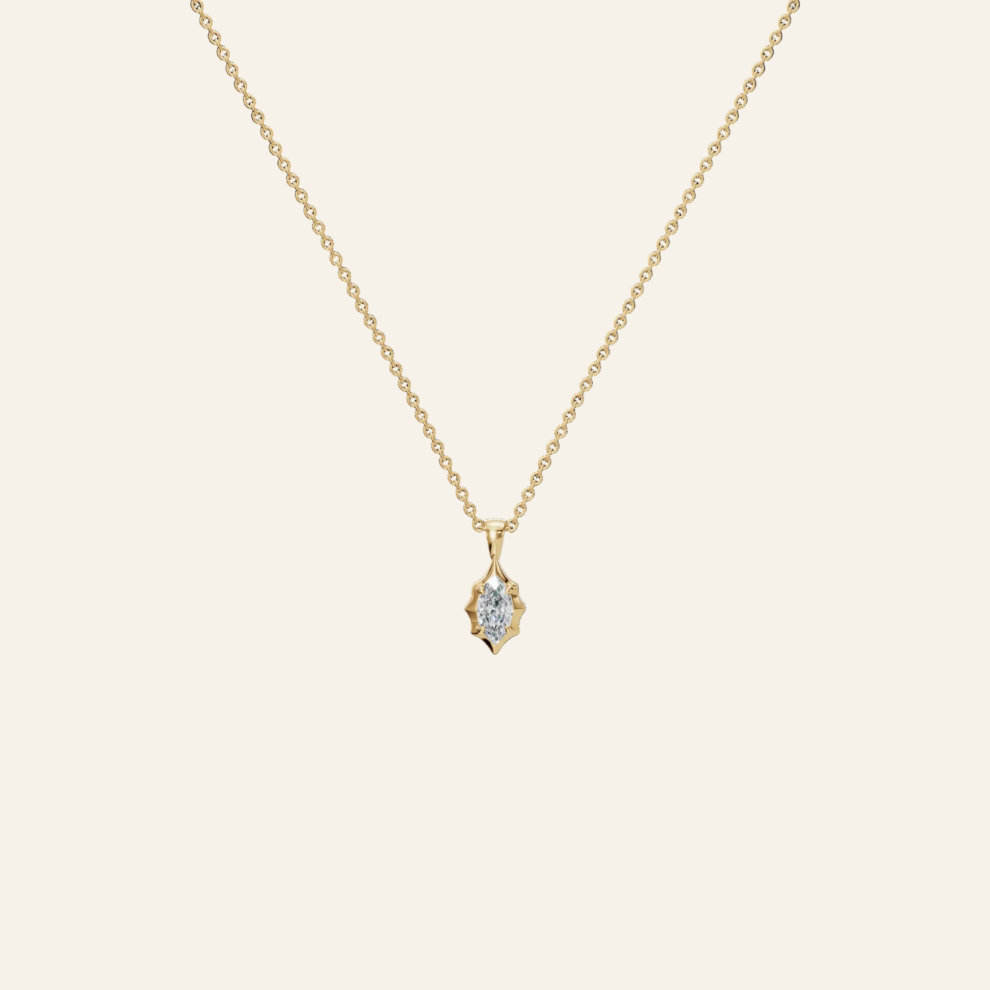 Liquid Diamonds Marquise Flow Diamond Pendant in Yellow Gold | Lab Grown | Roomy's Jewelery