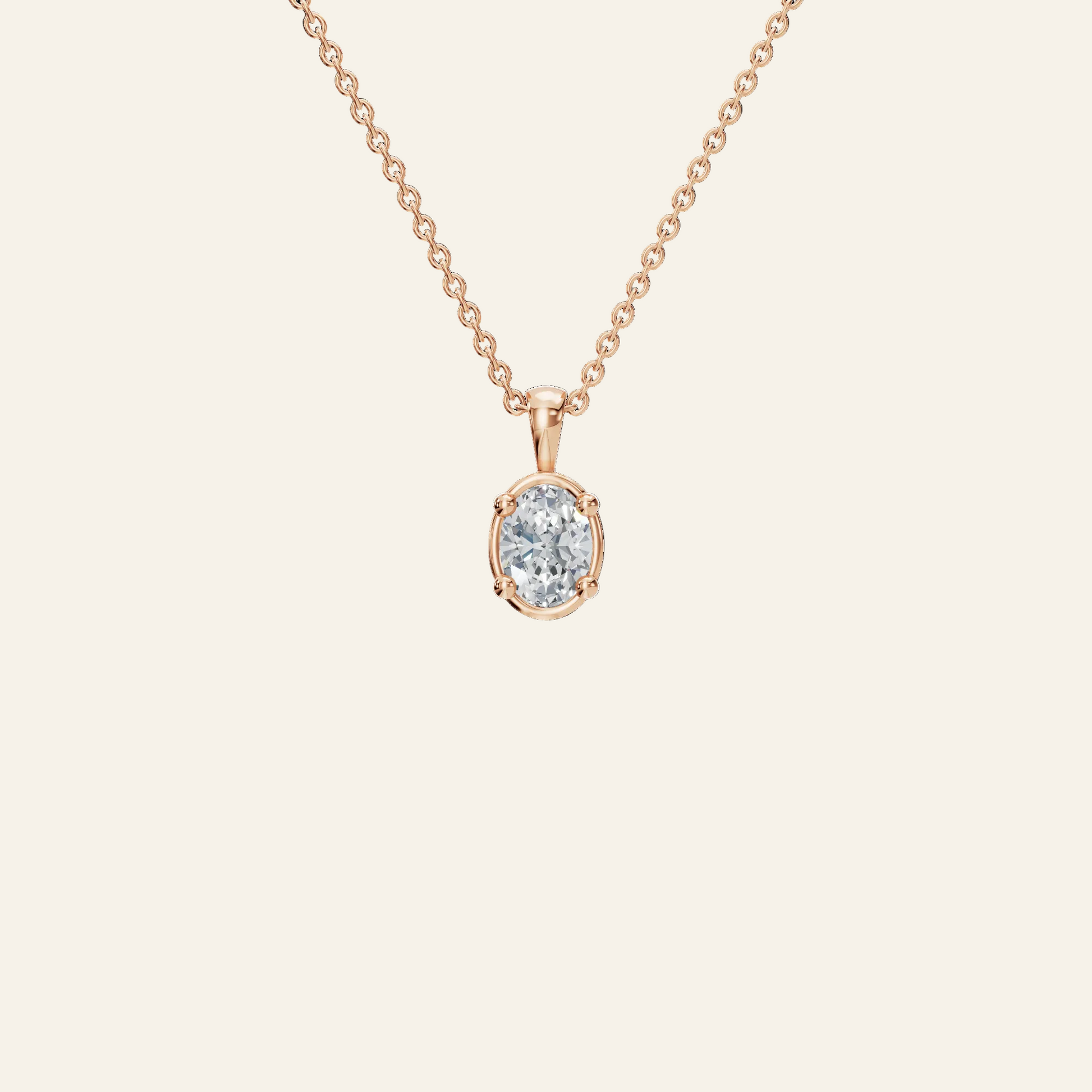 Oval Cut Diamond Solitaire Pendant