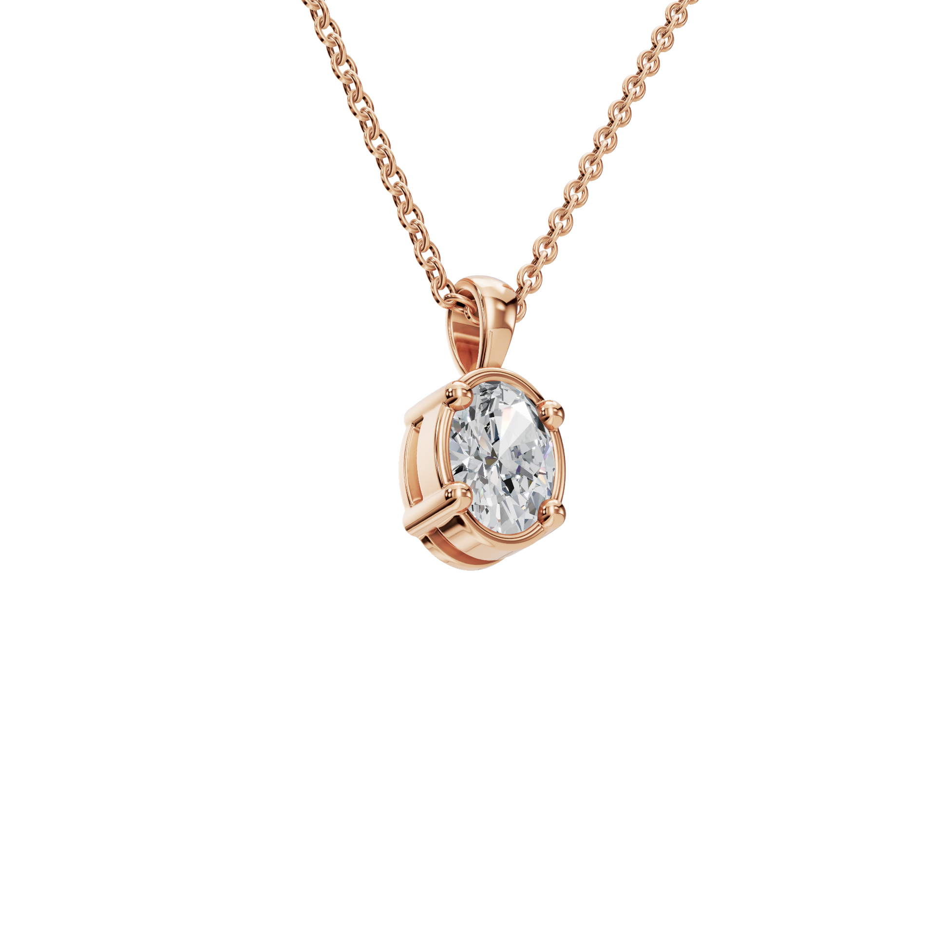 Oval Cut Diamond Solitaire Pendant