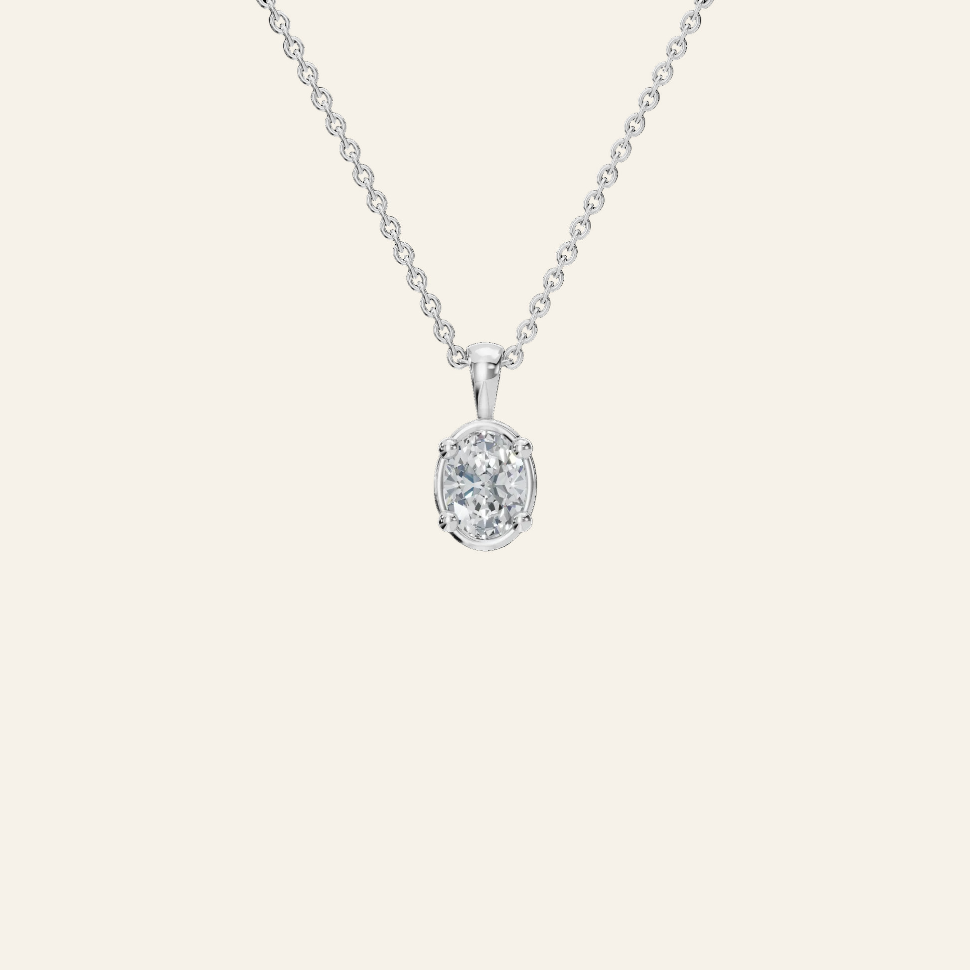 Oval Cut Diamond Solitaire Pendant