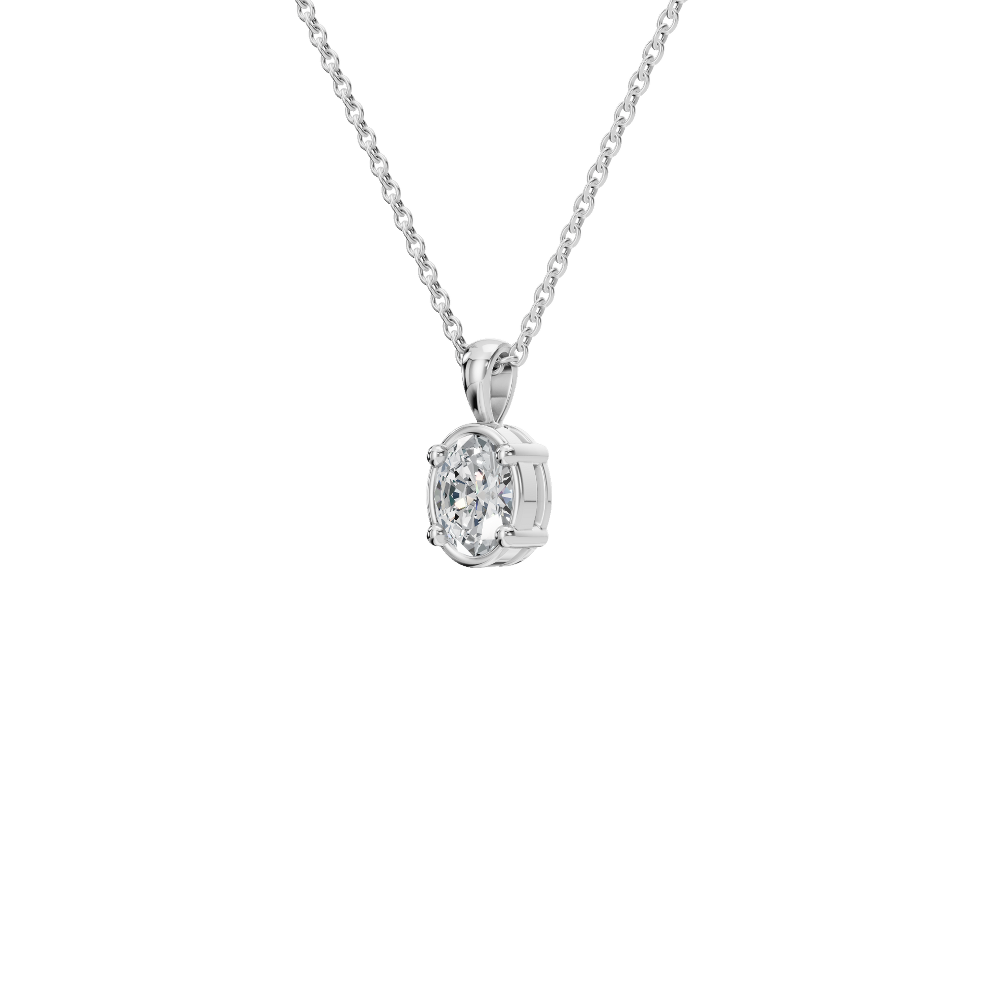 Oval Cut Diamond Solitaire Pendant