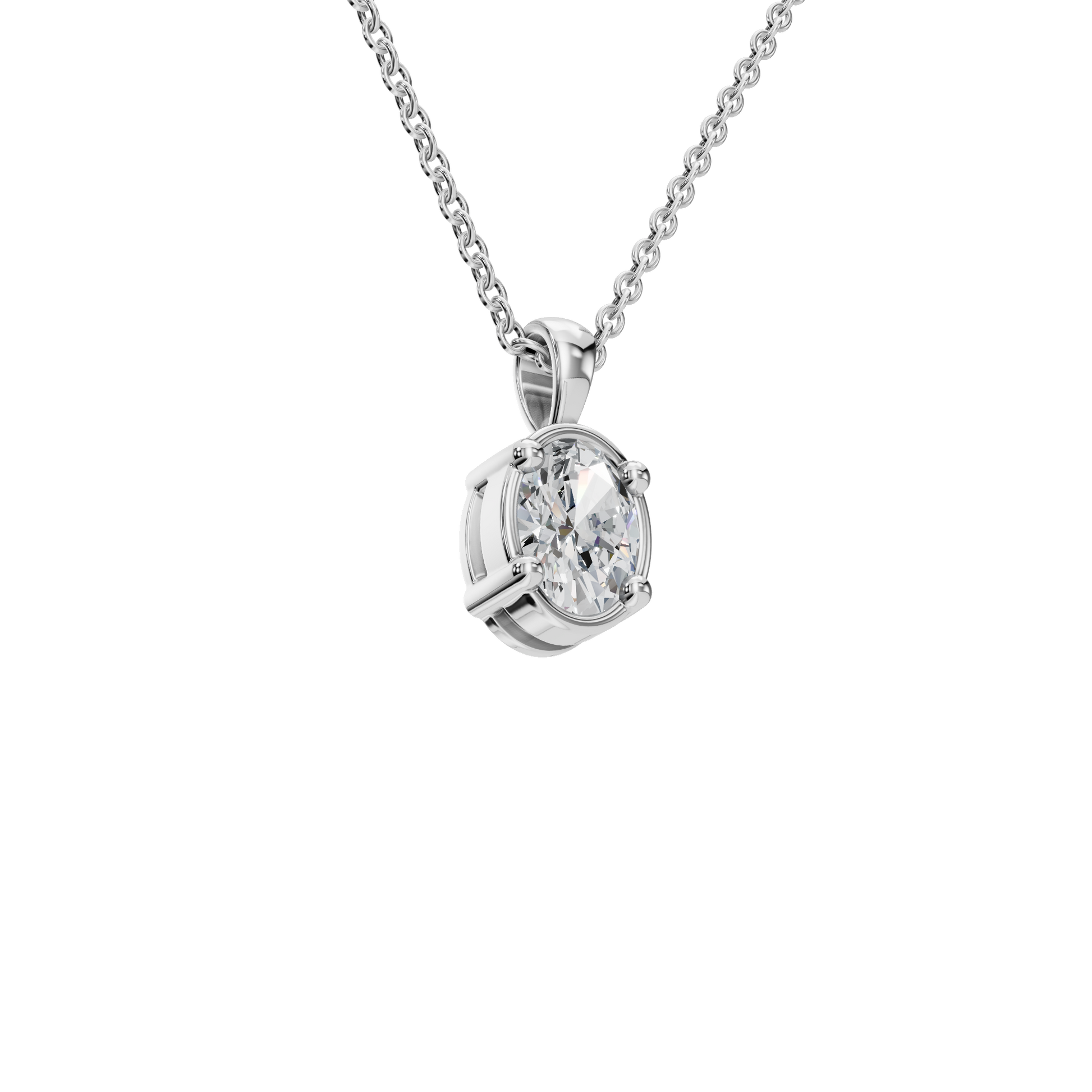 Oval Cut Diamond Solitaire Pendant
