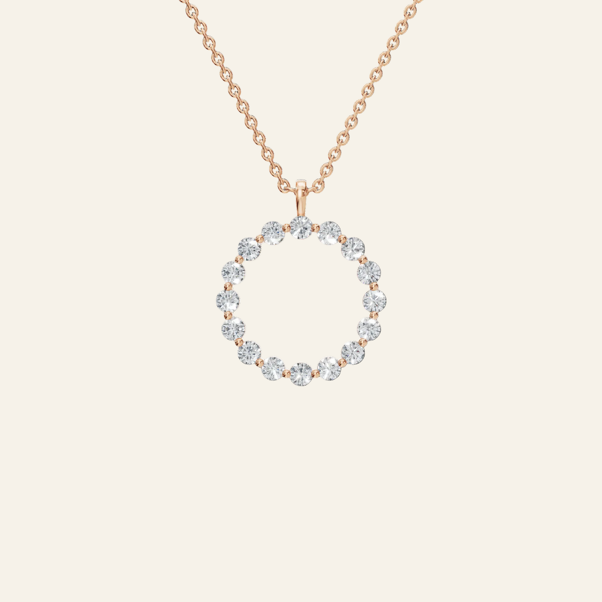 Halo Round Brilliant Diamond Circle Pendant