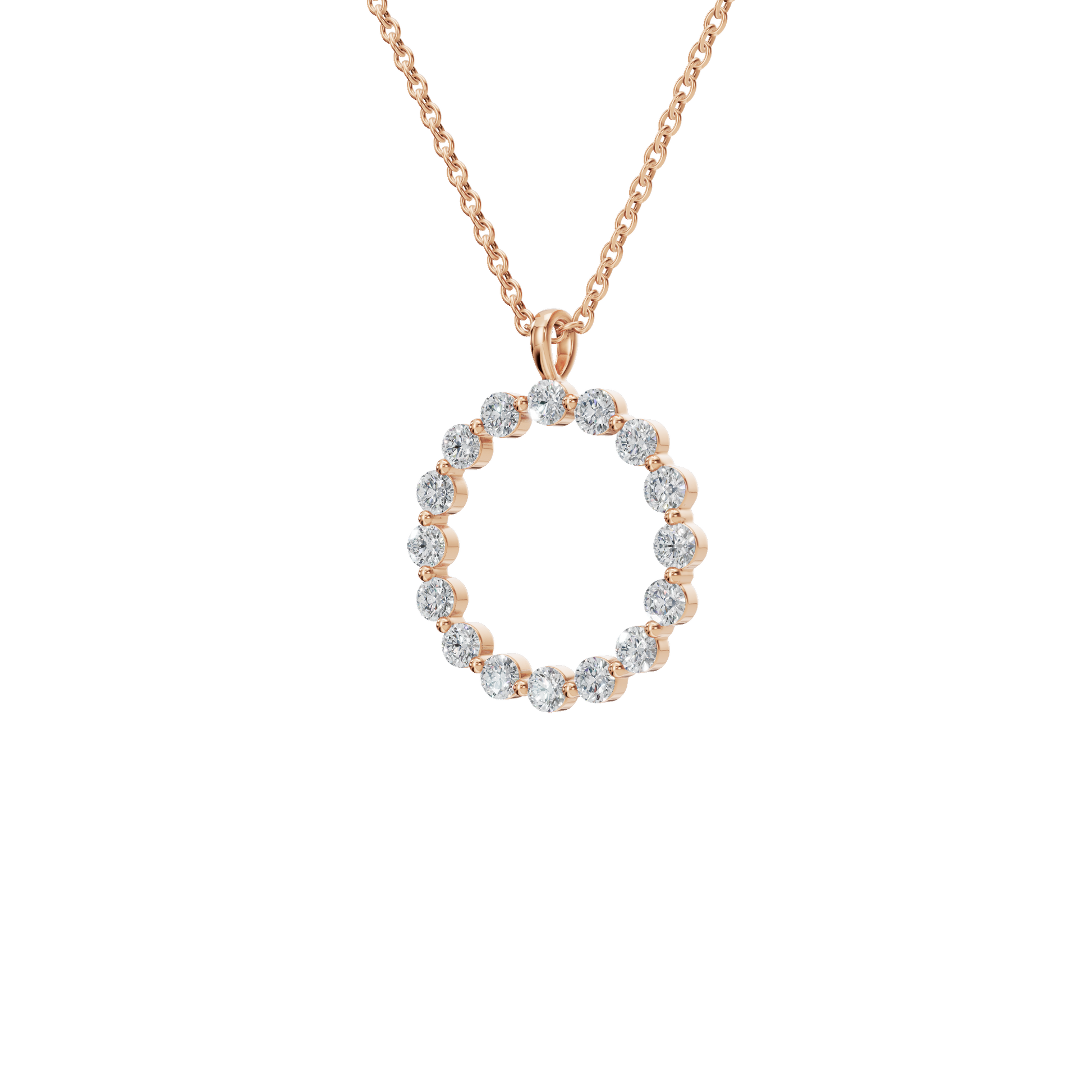 Halo Round Brilliant Diamond Circle Pendant