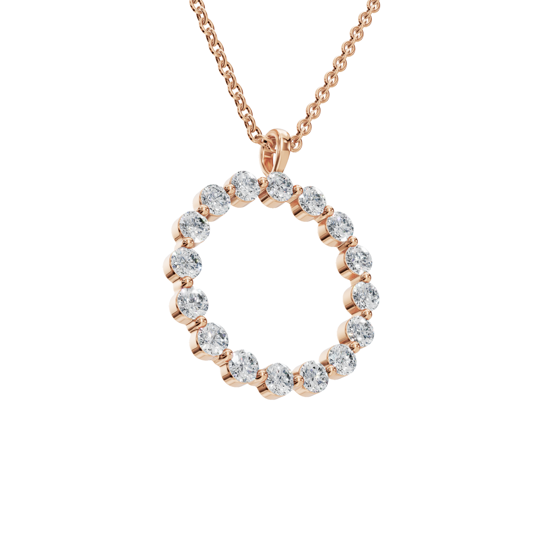 Halo Round Brilliant Diamond Circle Pendant