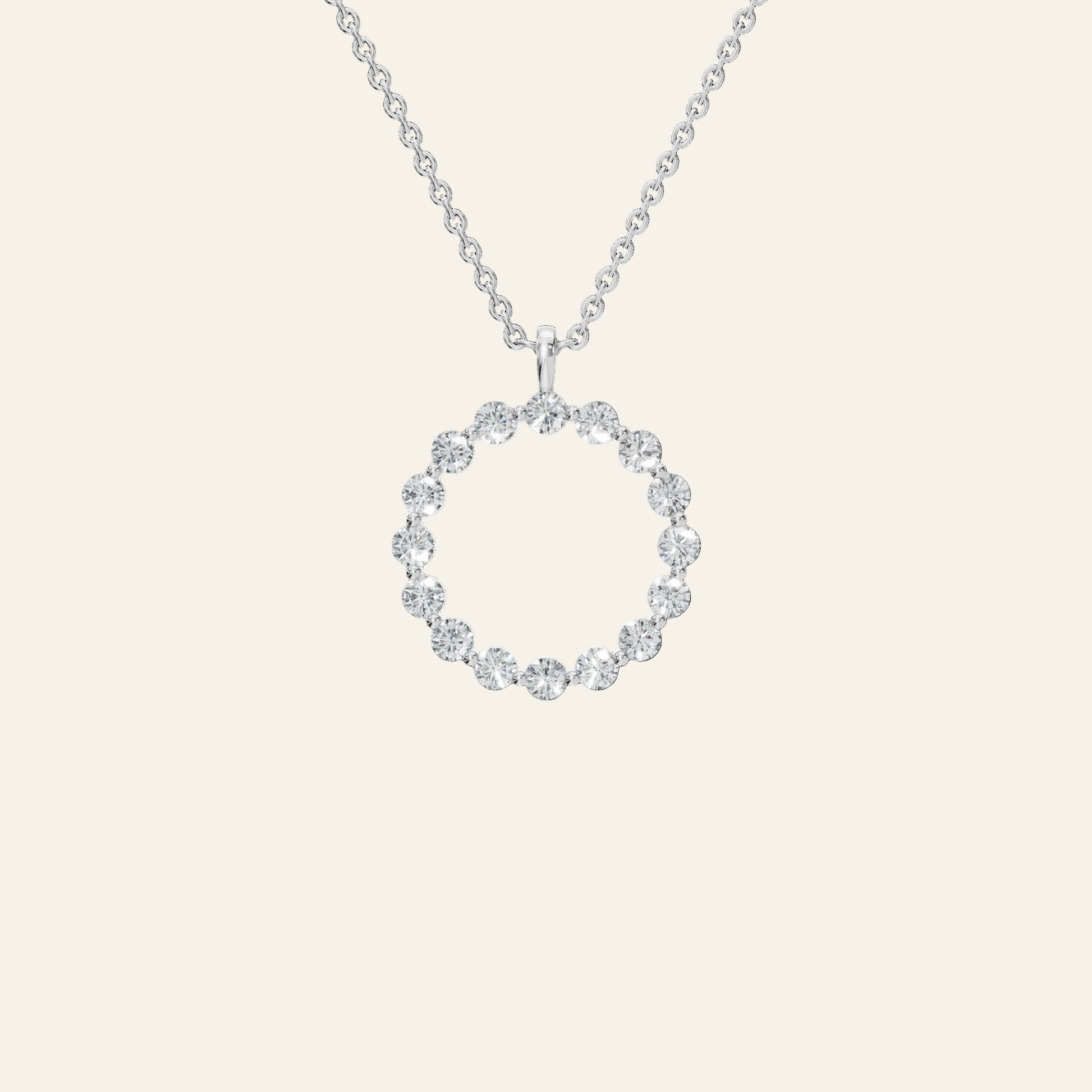 Halo Round Brilliant Diamond Circle Pendant