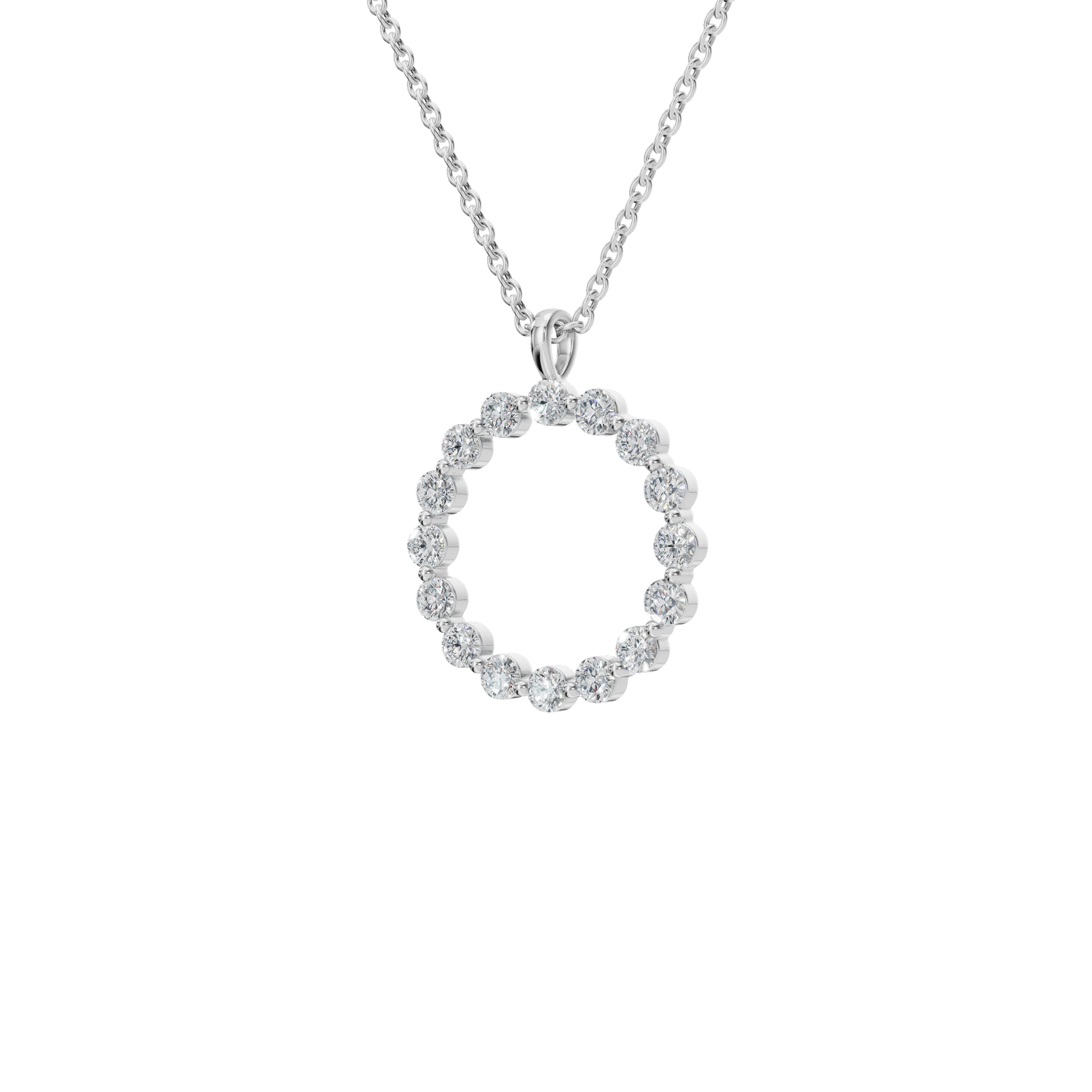 Halo Round Brilliant Diamond Circle Pendant