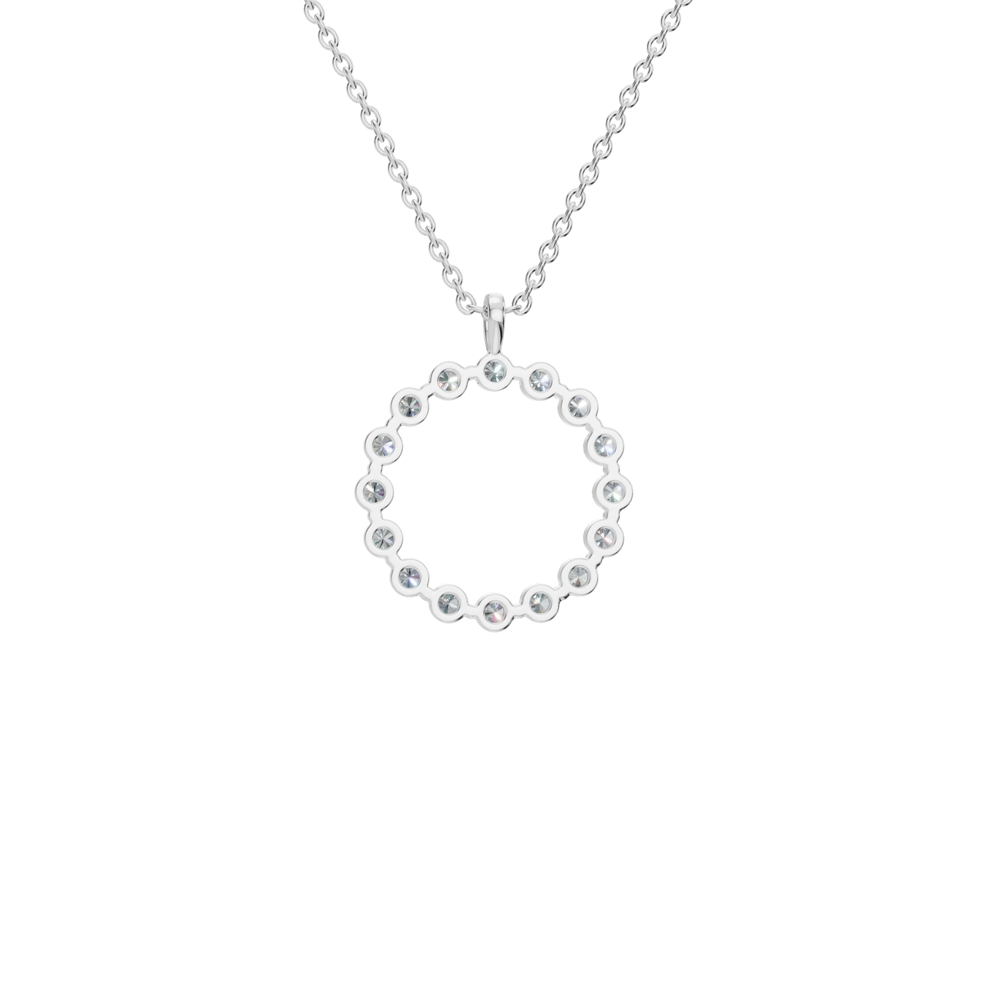 Halo Round Brilliant Diamond Circle Pendant