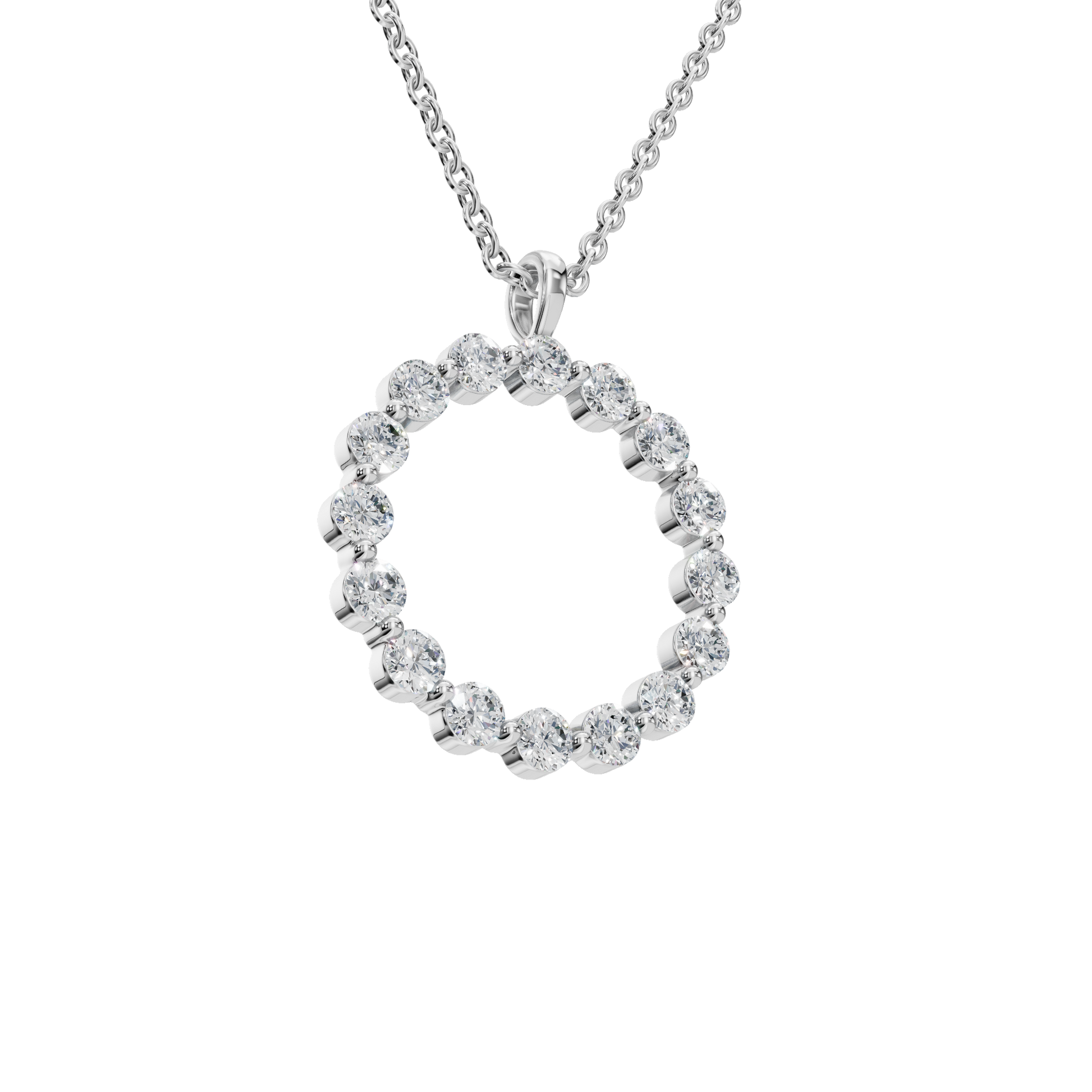 Halo Round Brilliant Diamond Circle Pendant