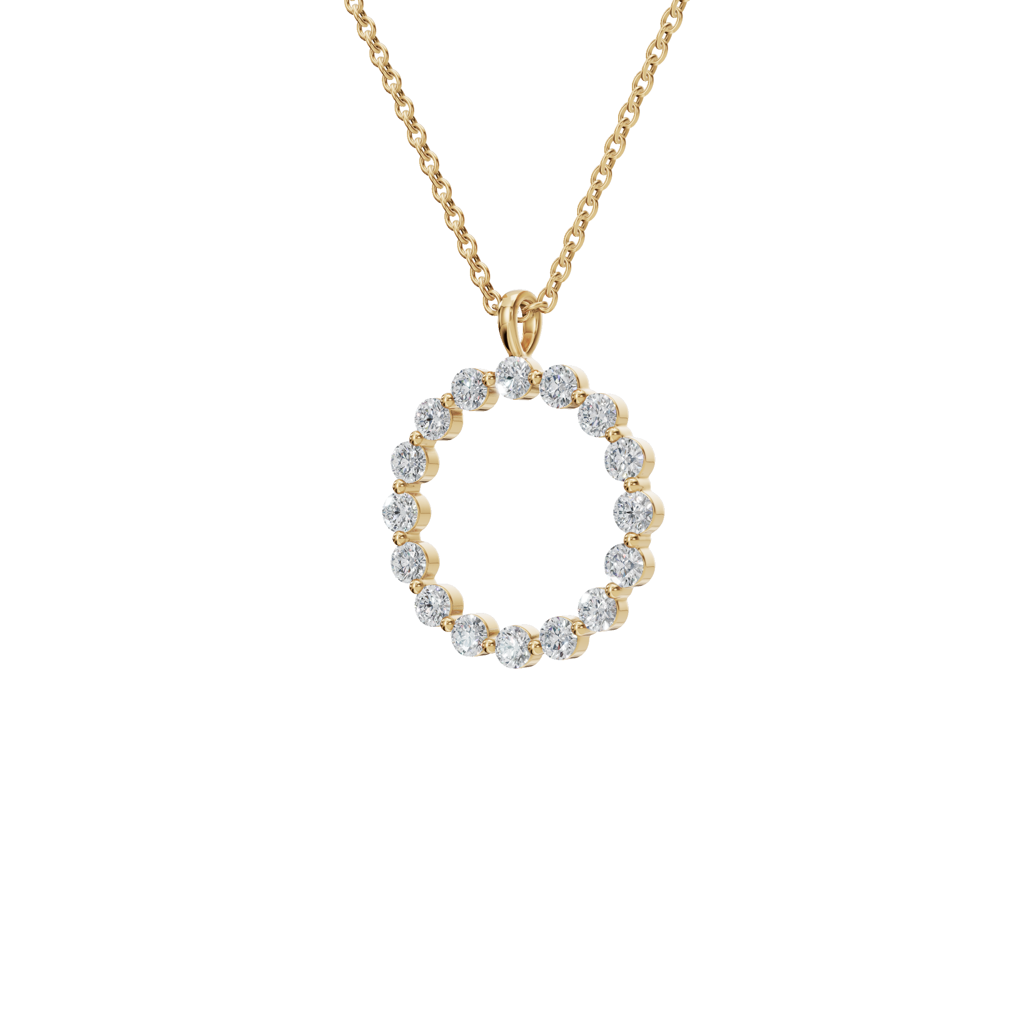 Halo Round Brilliant Diamond Circle Pendant