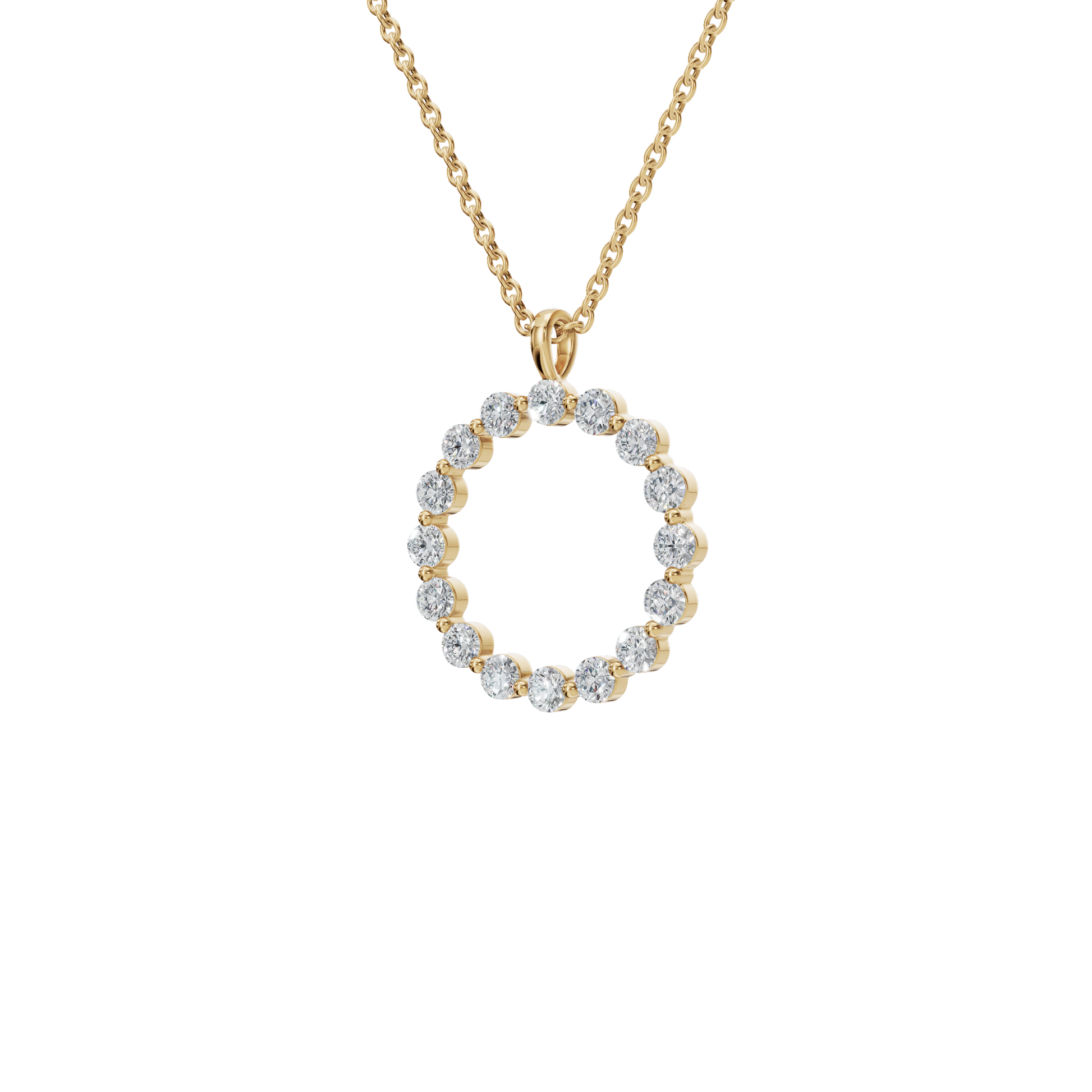 Halo Round Brilliant Diamond Circle Pendant