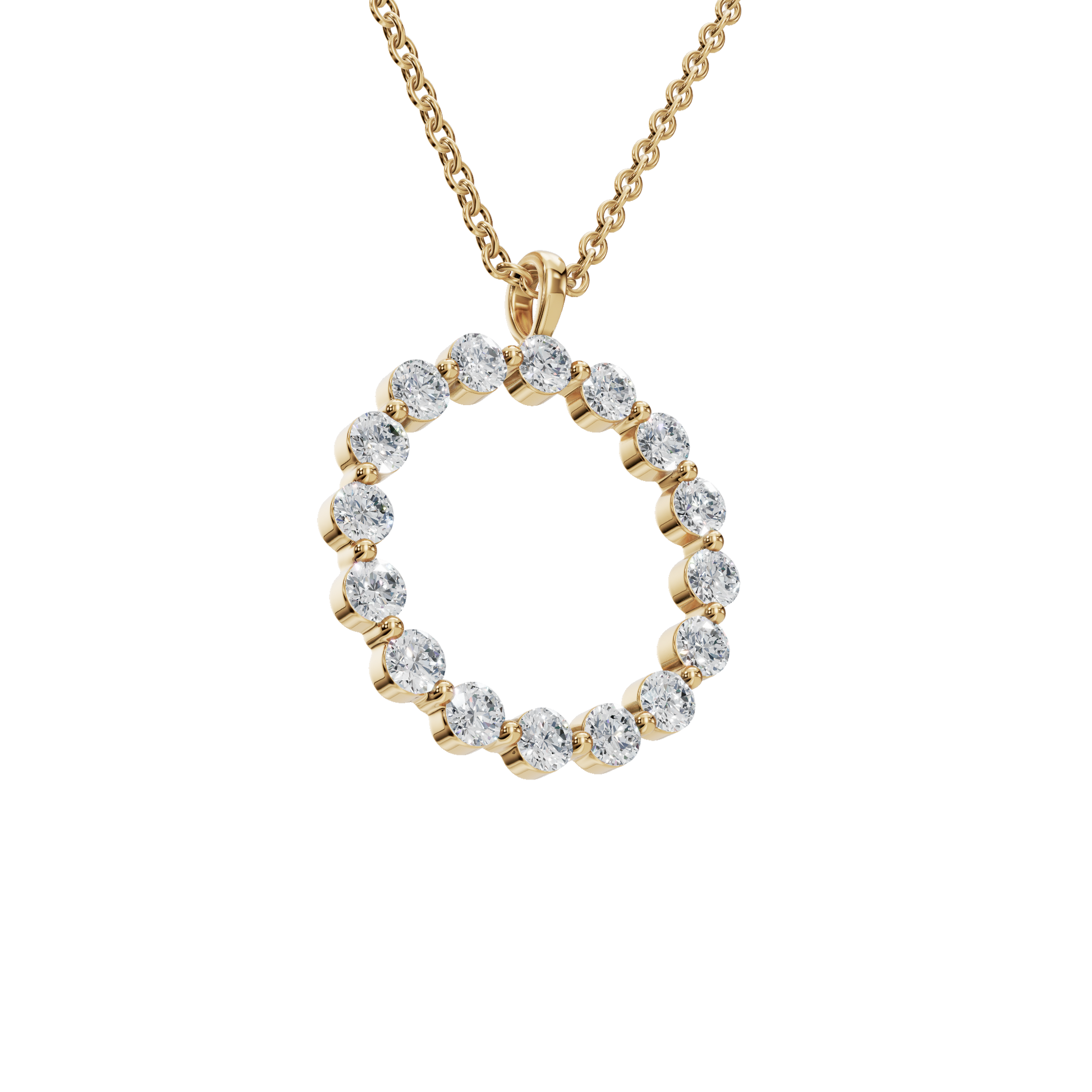 Halo Round Brilliant Diamond Circle Pendant