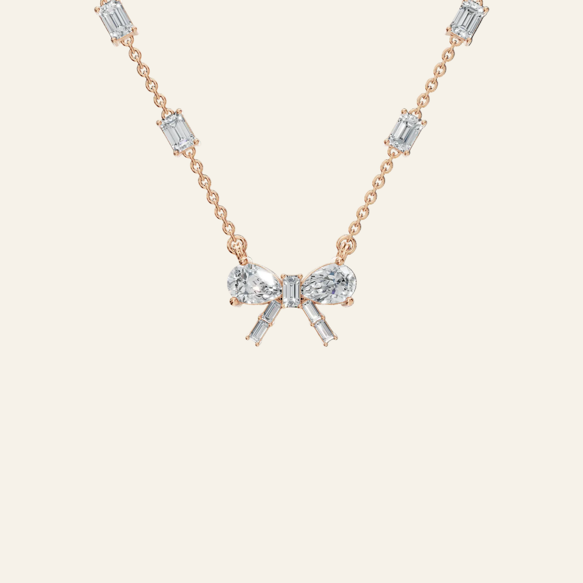 Ribbon & Baguette Diamond Statement Necklace