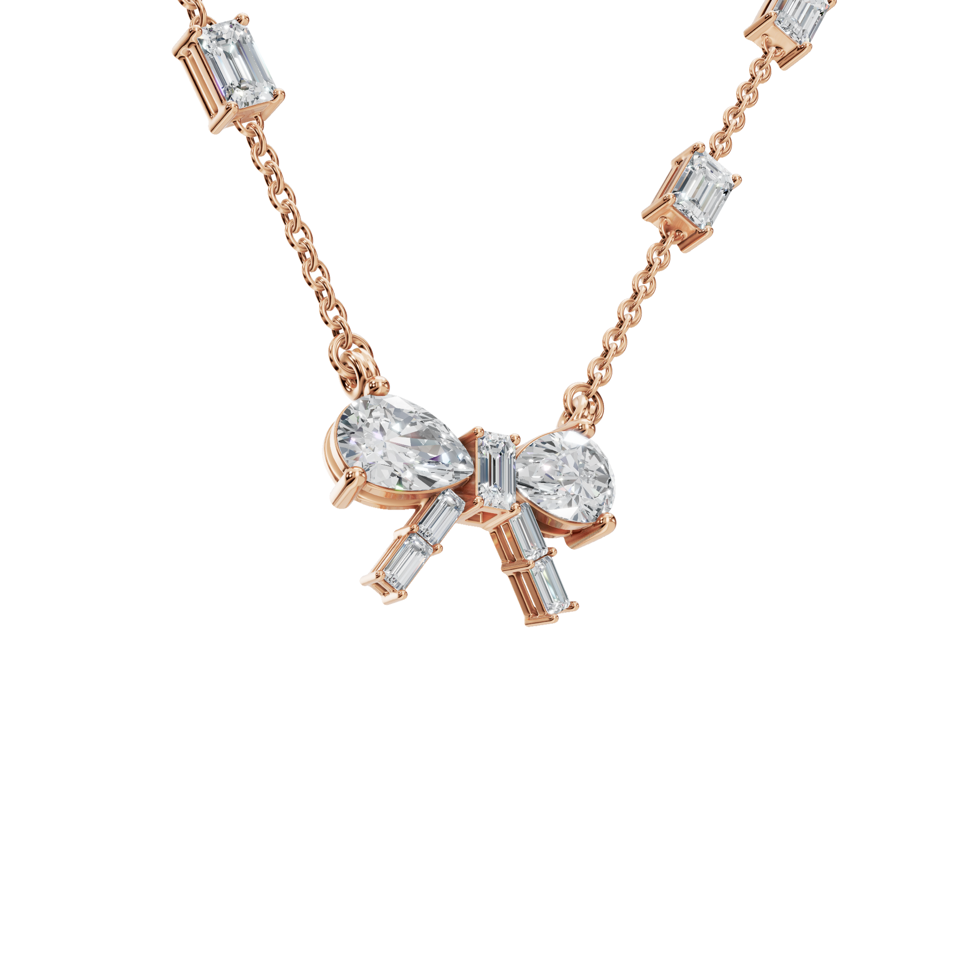 Ribbon & Baguette Diamond Statement Necklace
