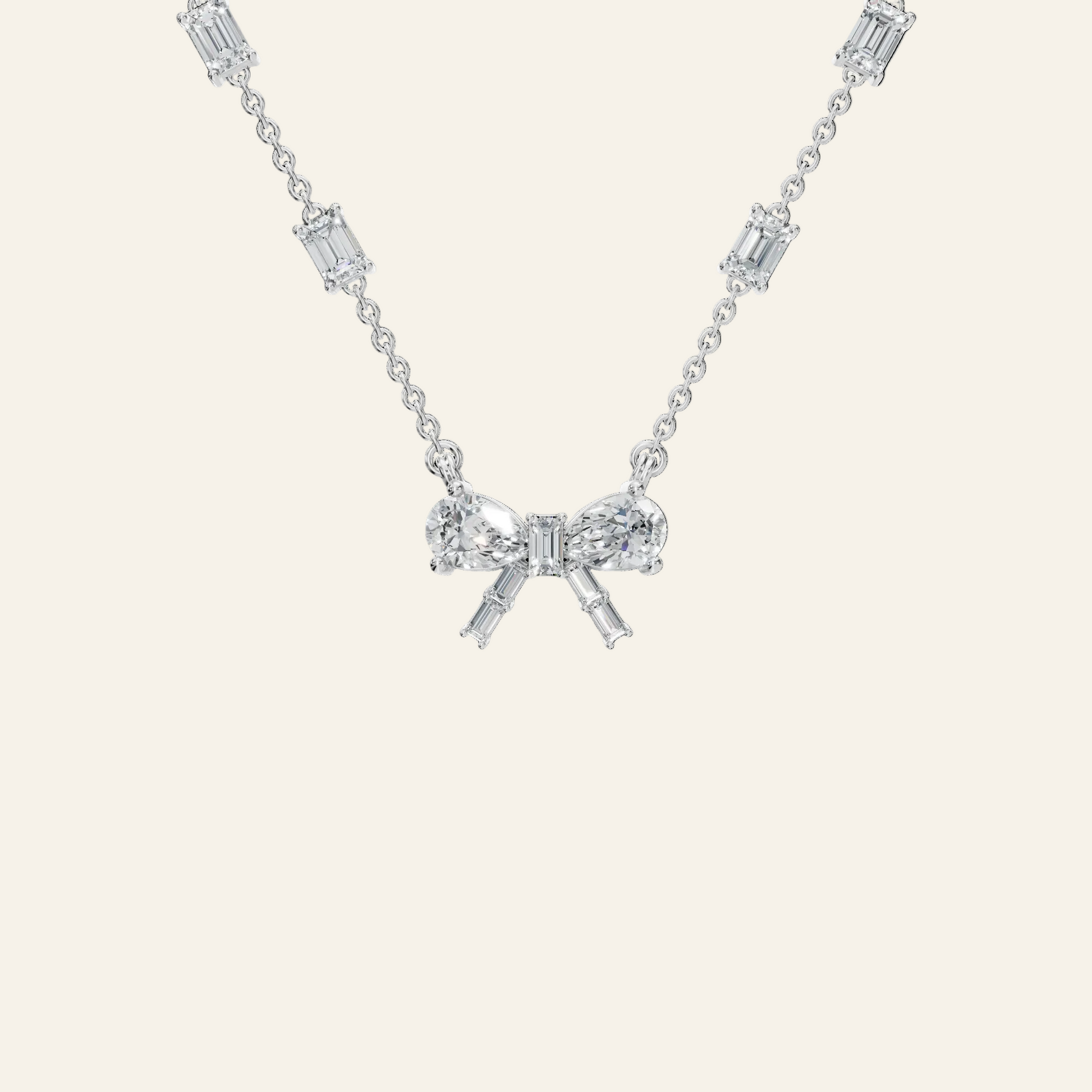 Ribbon & Baguette Diamond Statement Necklace