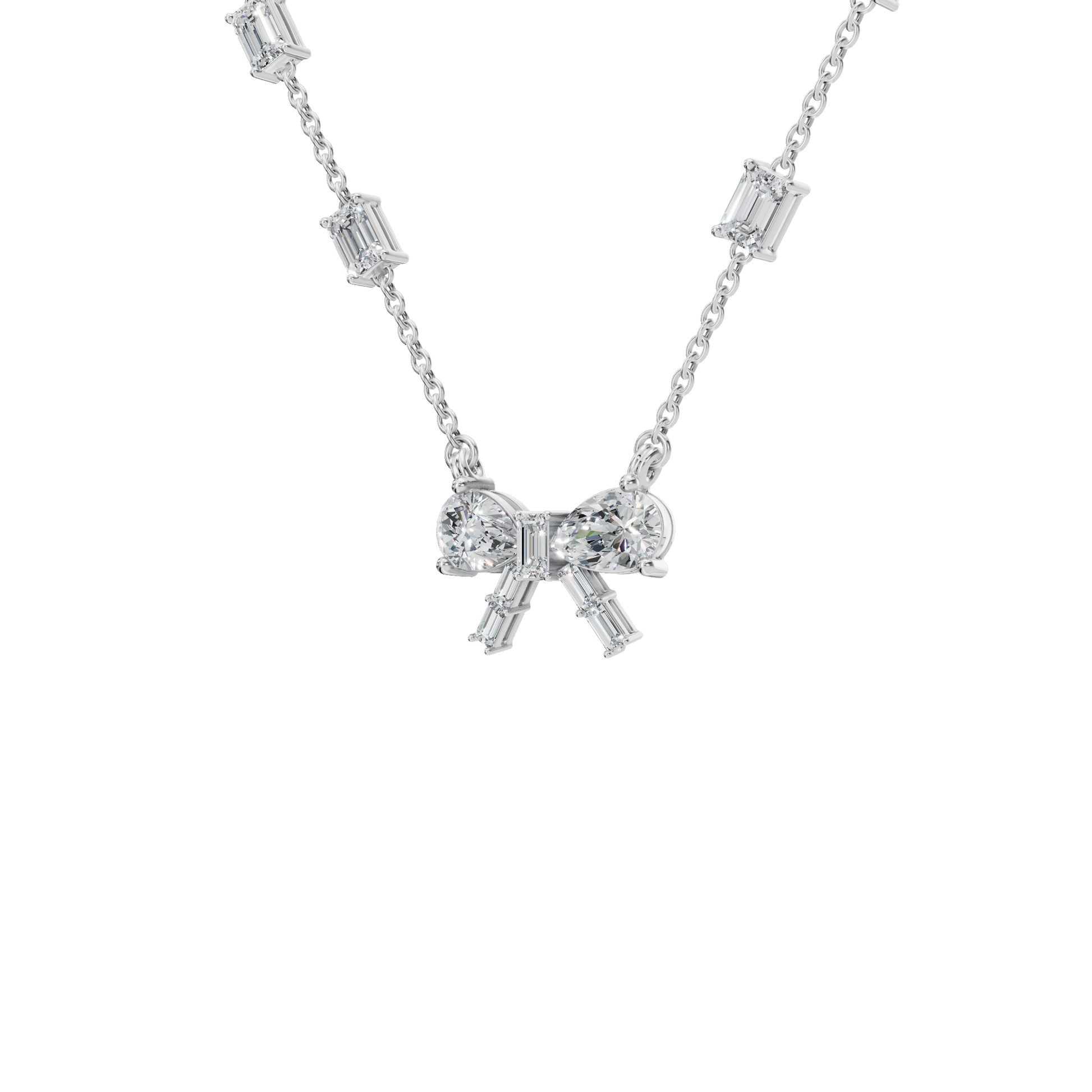 Ribbon & Baguette Diamond Statement Necklace
