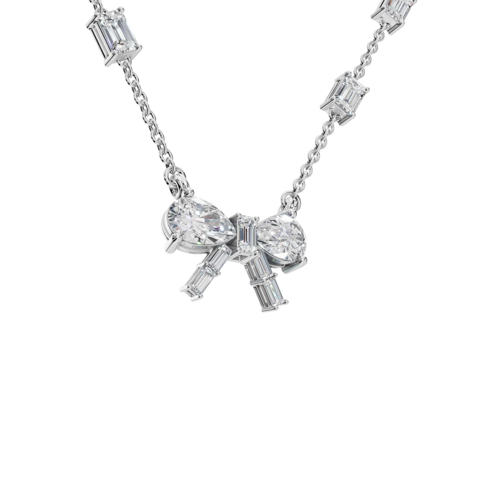 Ribbon & Baguette Diamond Statement Necklace