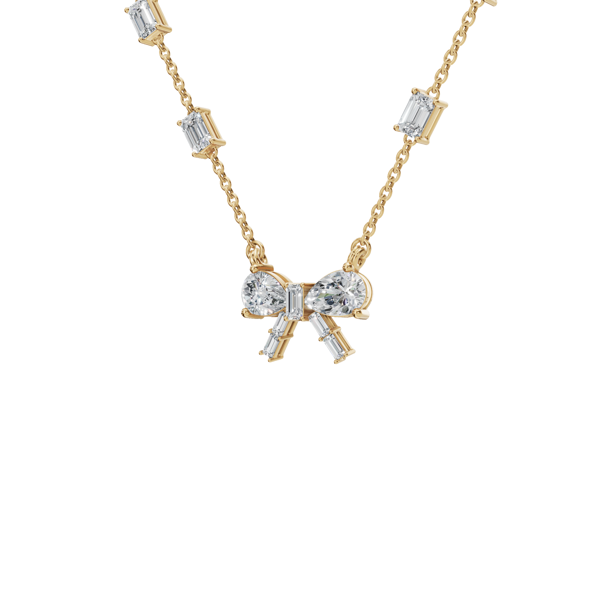 Ribbon & Baguette Diamond Statement Necklace
