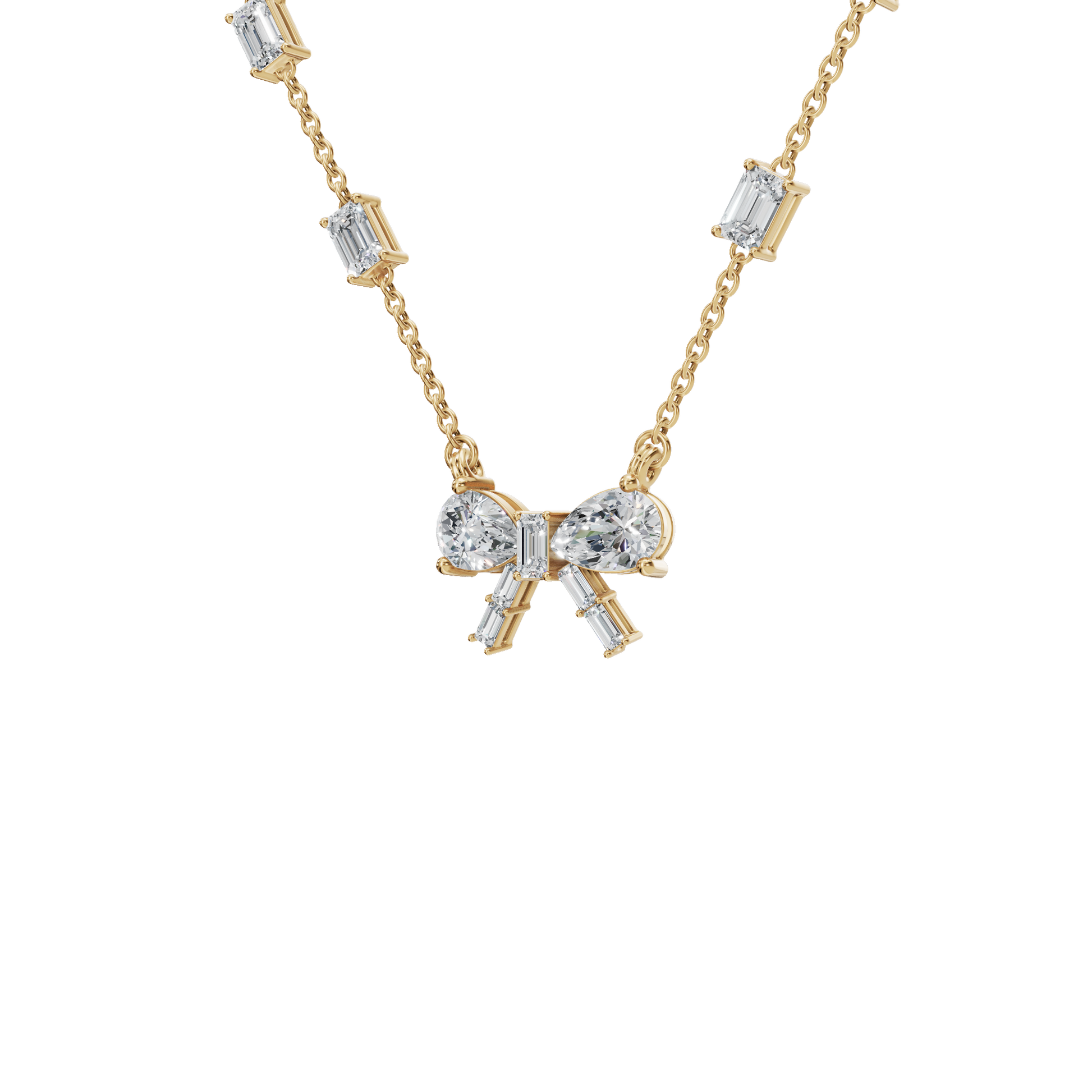 Ribbon & Baguette Diamond Statement Necklace
