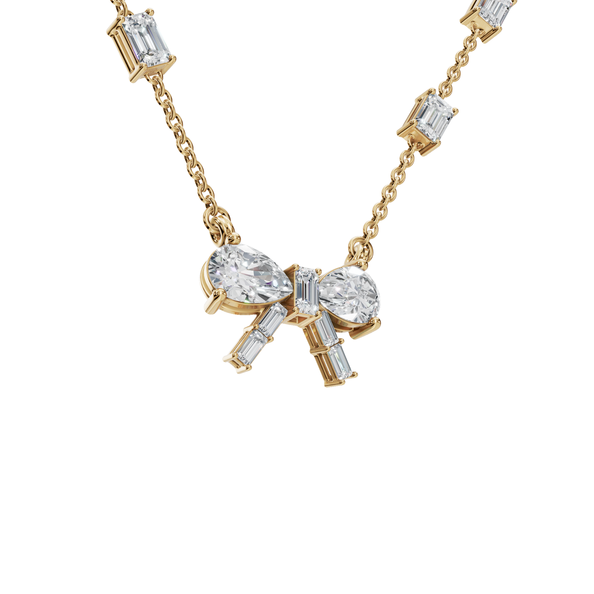 Ribbon & Baguette Diamond Statement Necklace