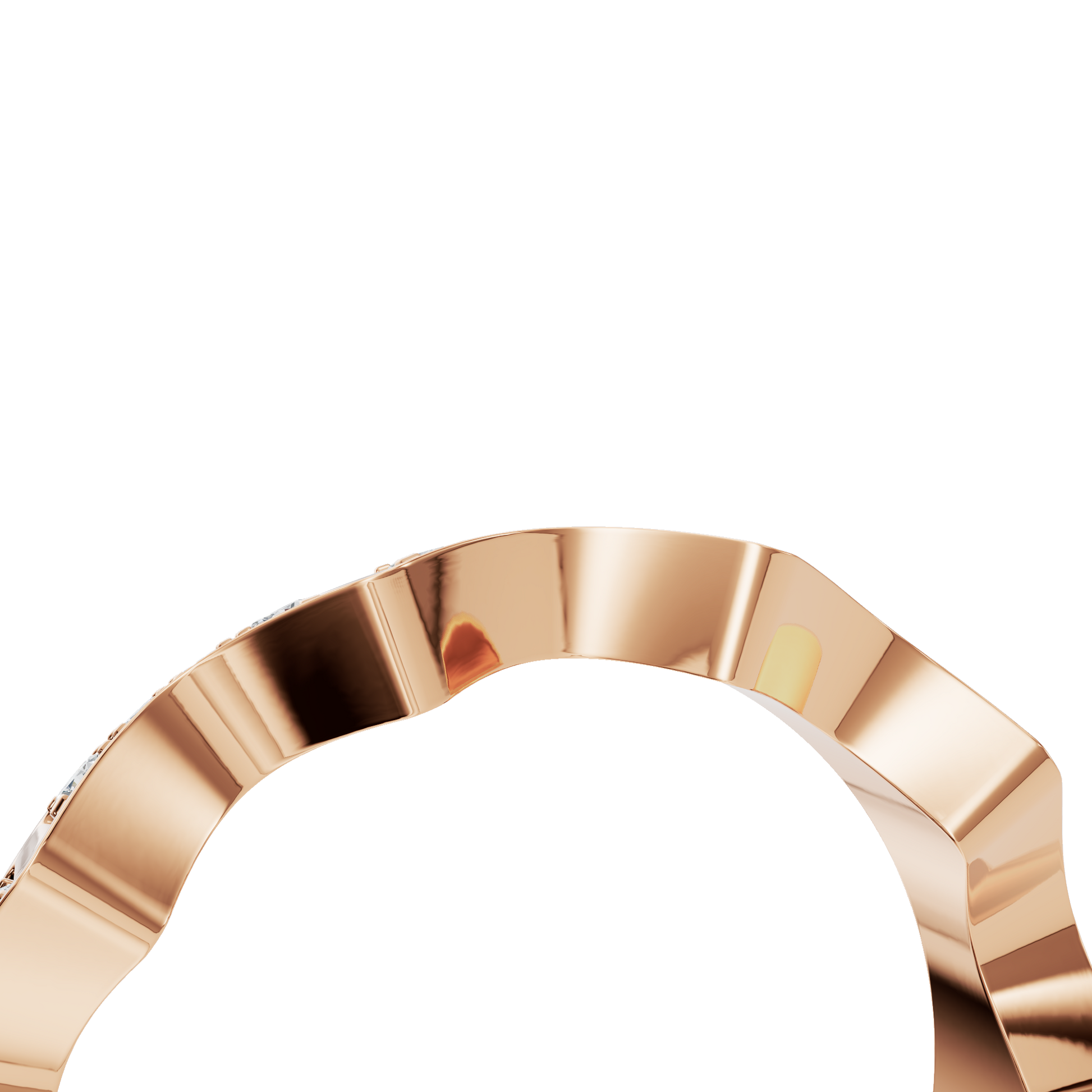 Crenelle Diamond Architectural Band in Rose Gold angled view | Roomy's Jewellery