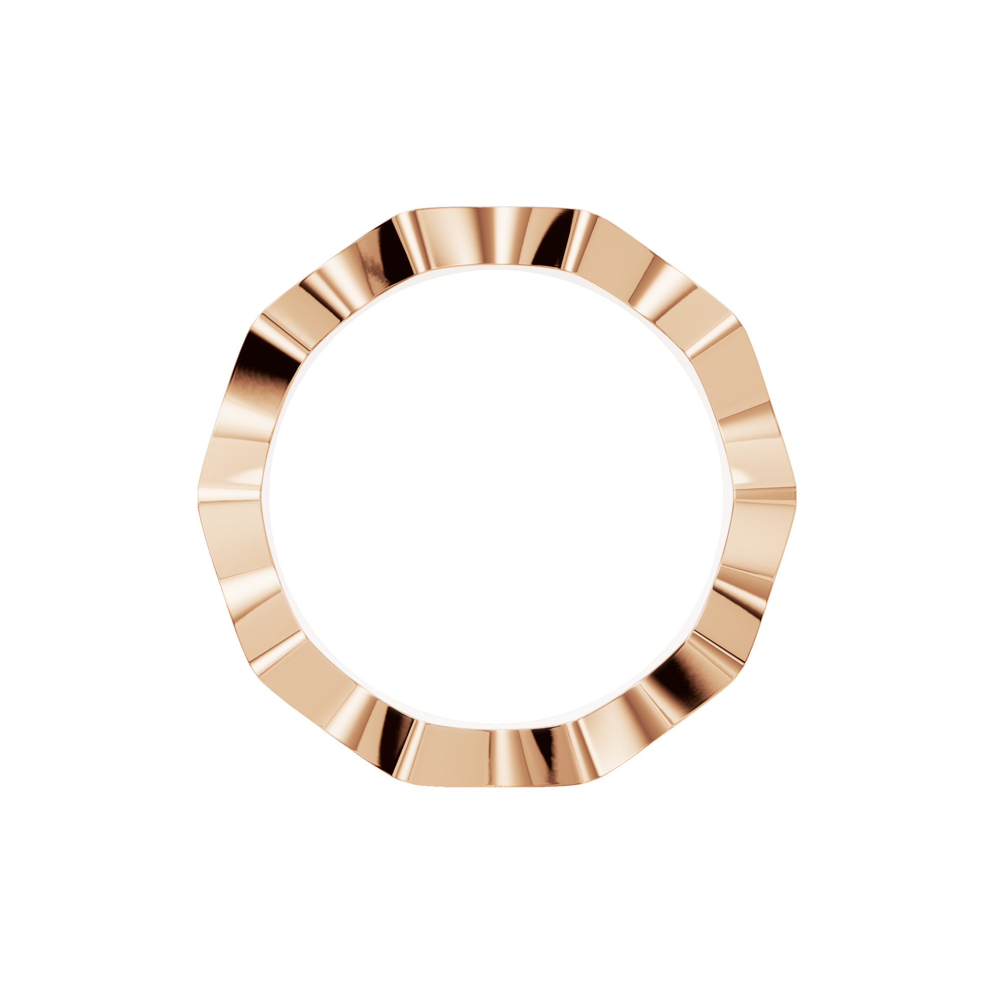 Crenelle Diamond Architectural Band in Rose Gold on finger | Roomy's Jewellery