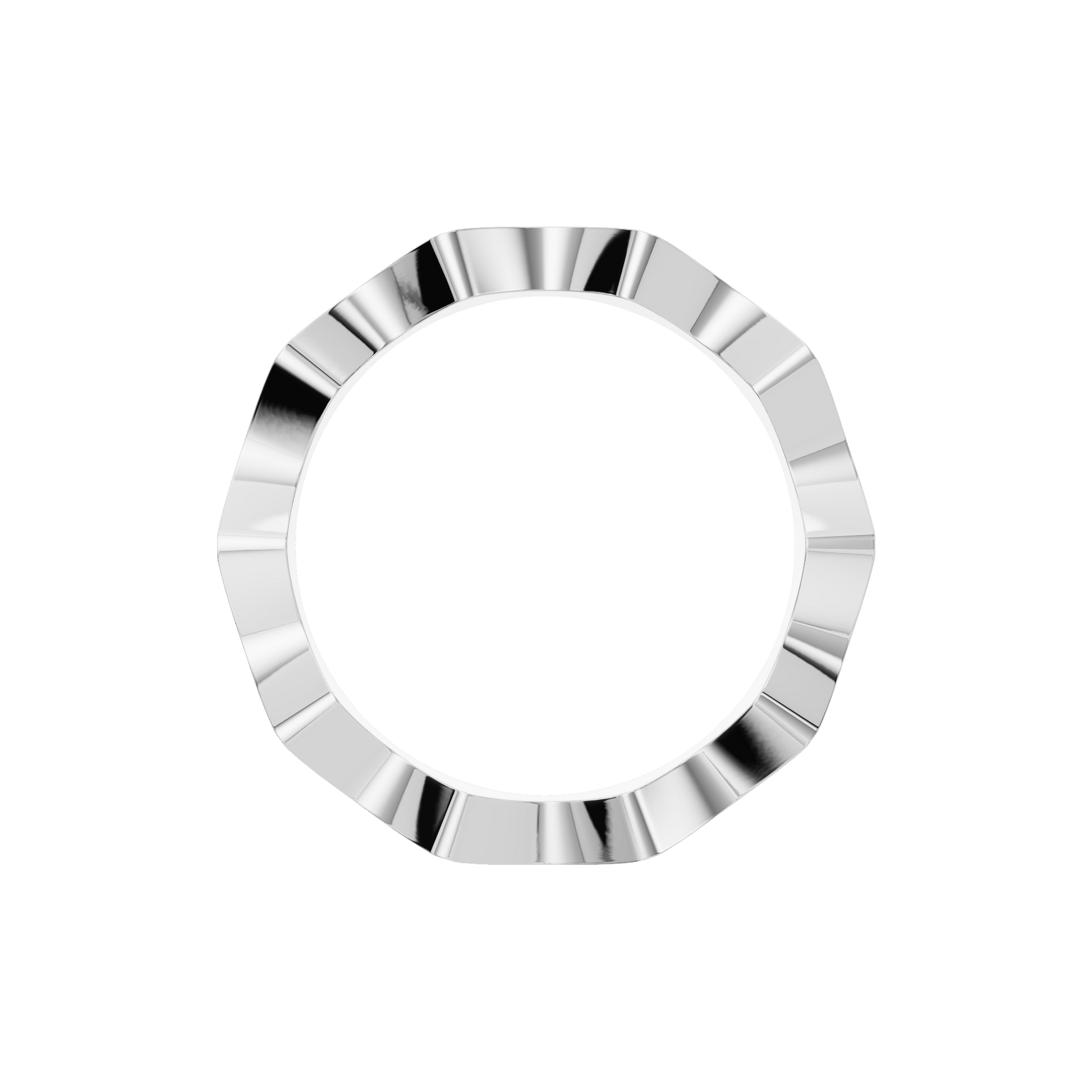 Crenelle Diamond Architectural Band in White Gold on finger | Roomy's Jewellery