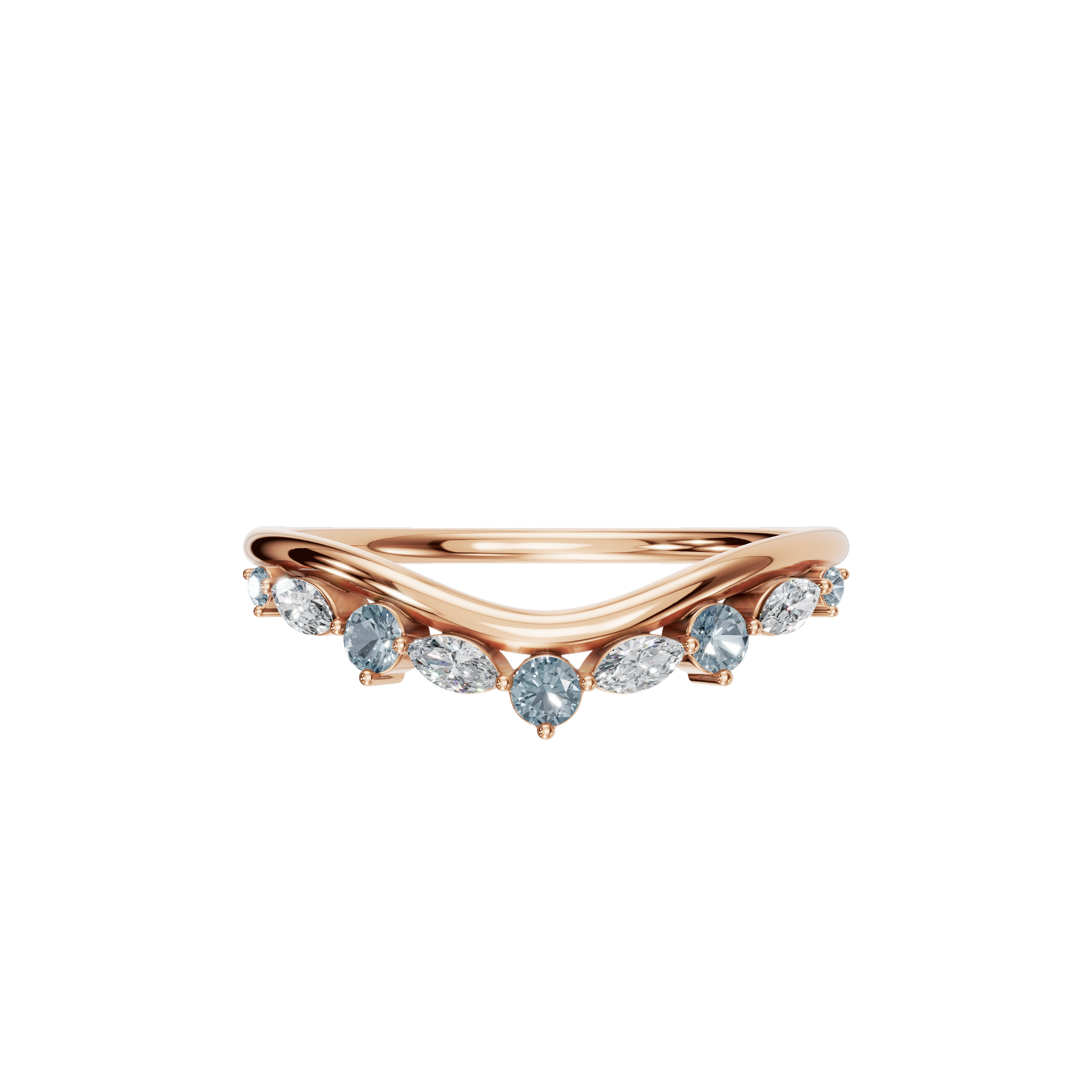 Aqua Arc Diamond Marquise Ring in Rose Gold — Lab Grown | Roomy's Jewellery