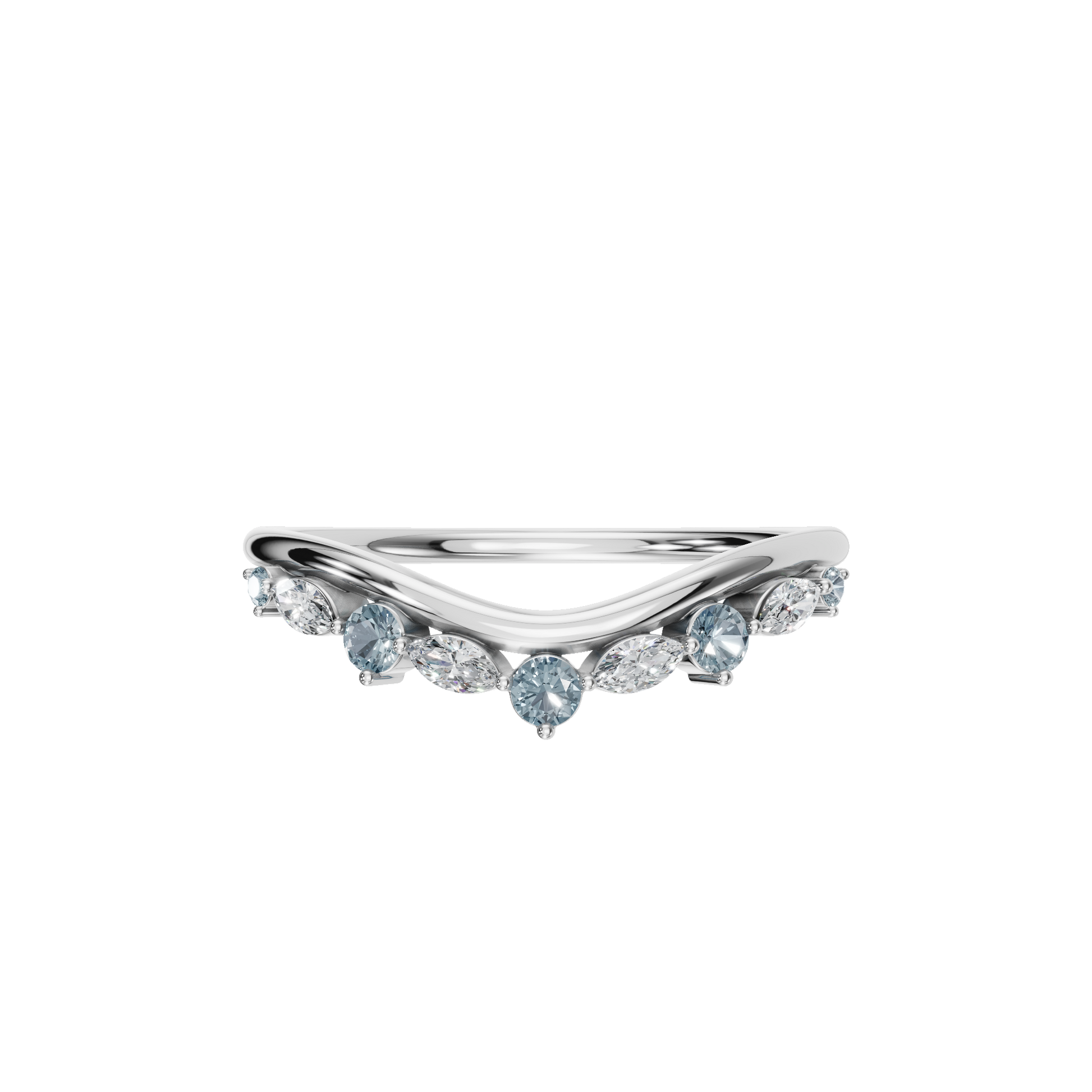 Aqua Arc Diamond Marquise Ring in White Gold — Lab Grown | Roomy's Jewellery