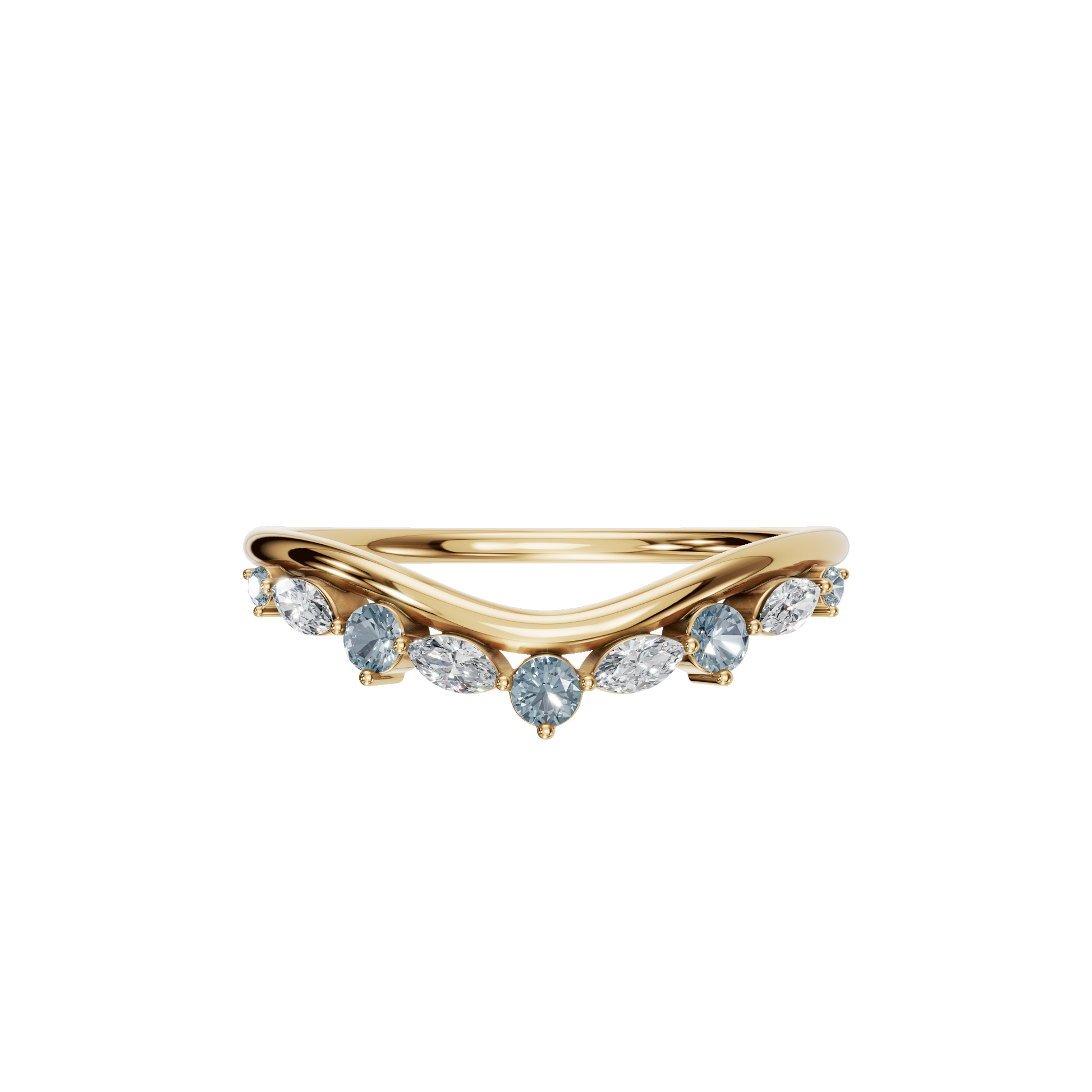 Aqua Arc Diamond Marquise Ring in Yellow Gold | Lab Grown Diamond | Roomy's Jewelery