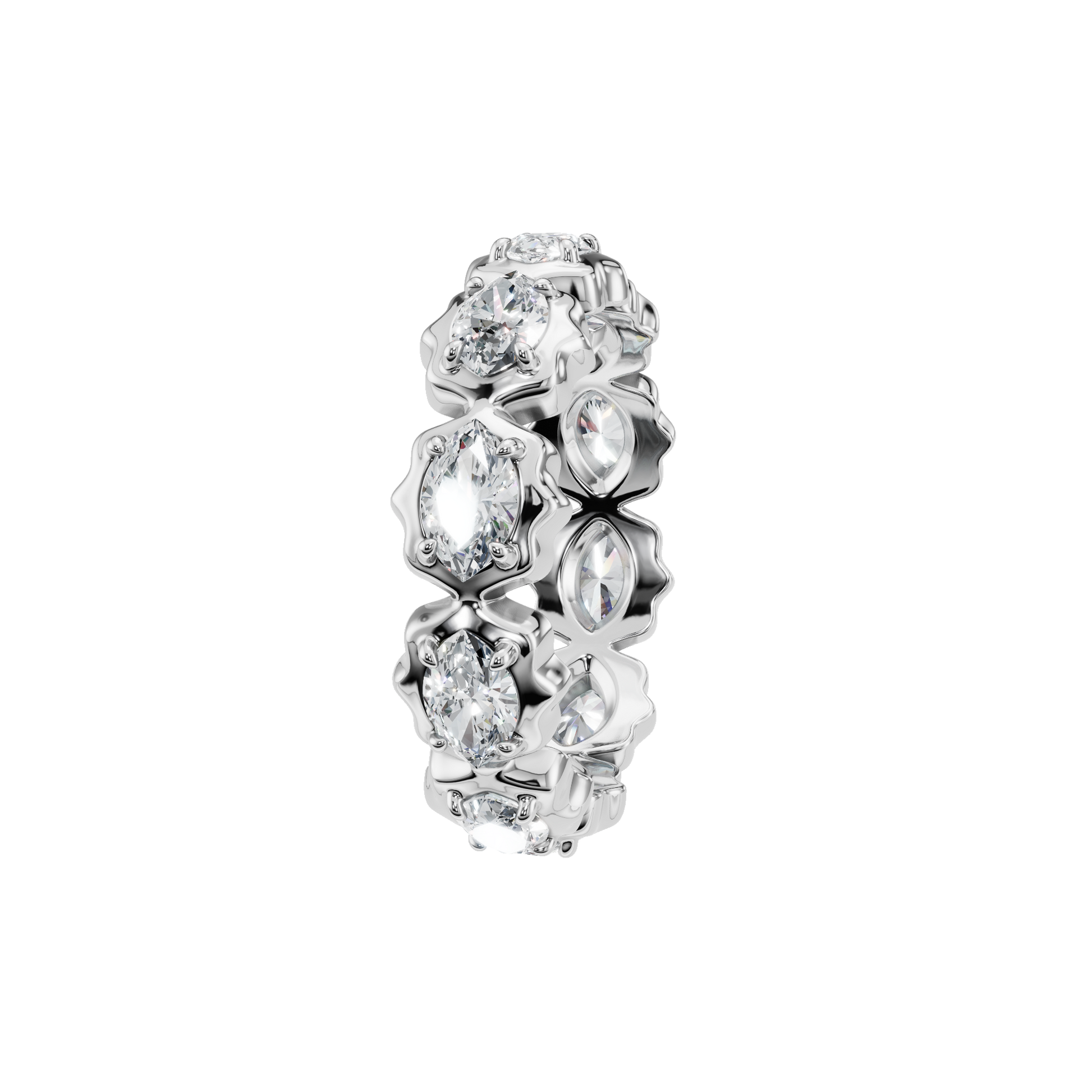 Marquise Eternity Diamond Band in White Gold side view | Roomy's Jewellery