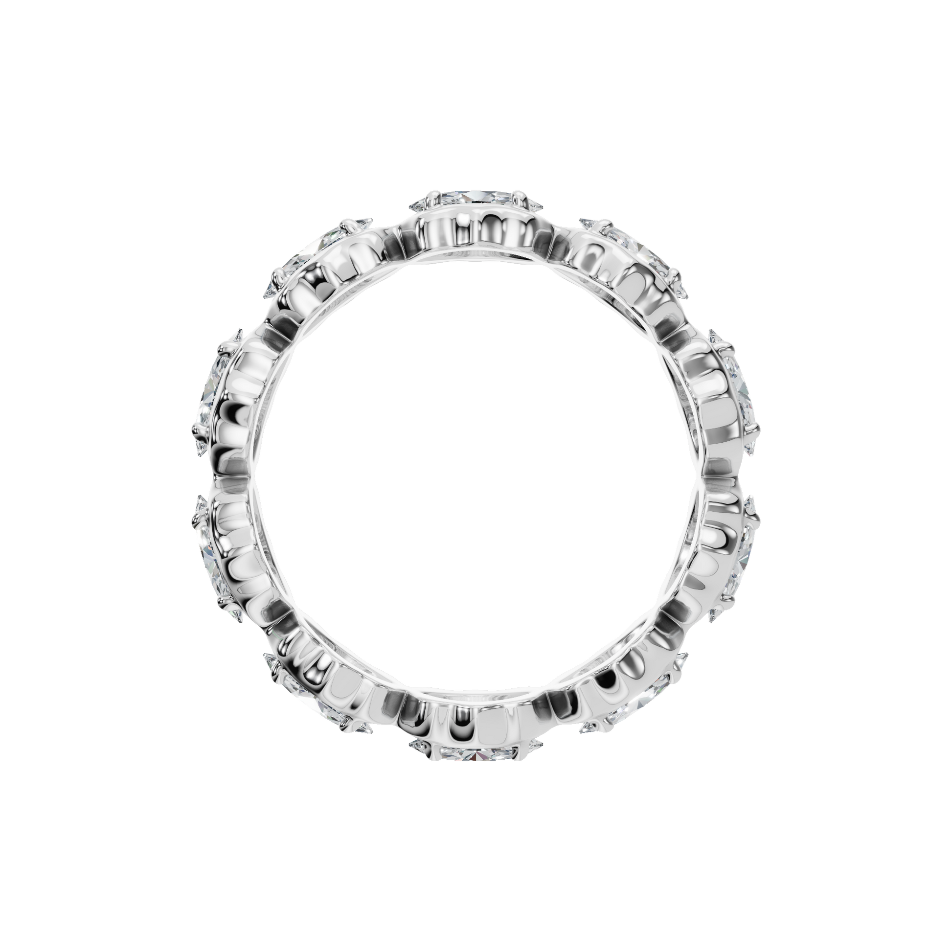 Marquise Eternity Diamond Band in White Gold on finger | Roomy's Jewellery