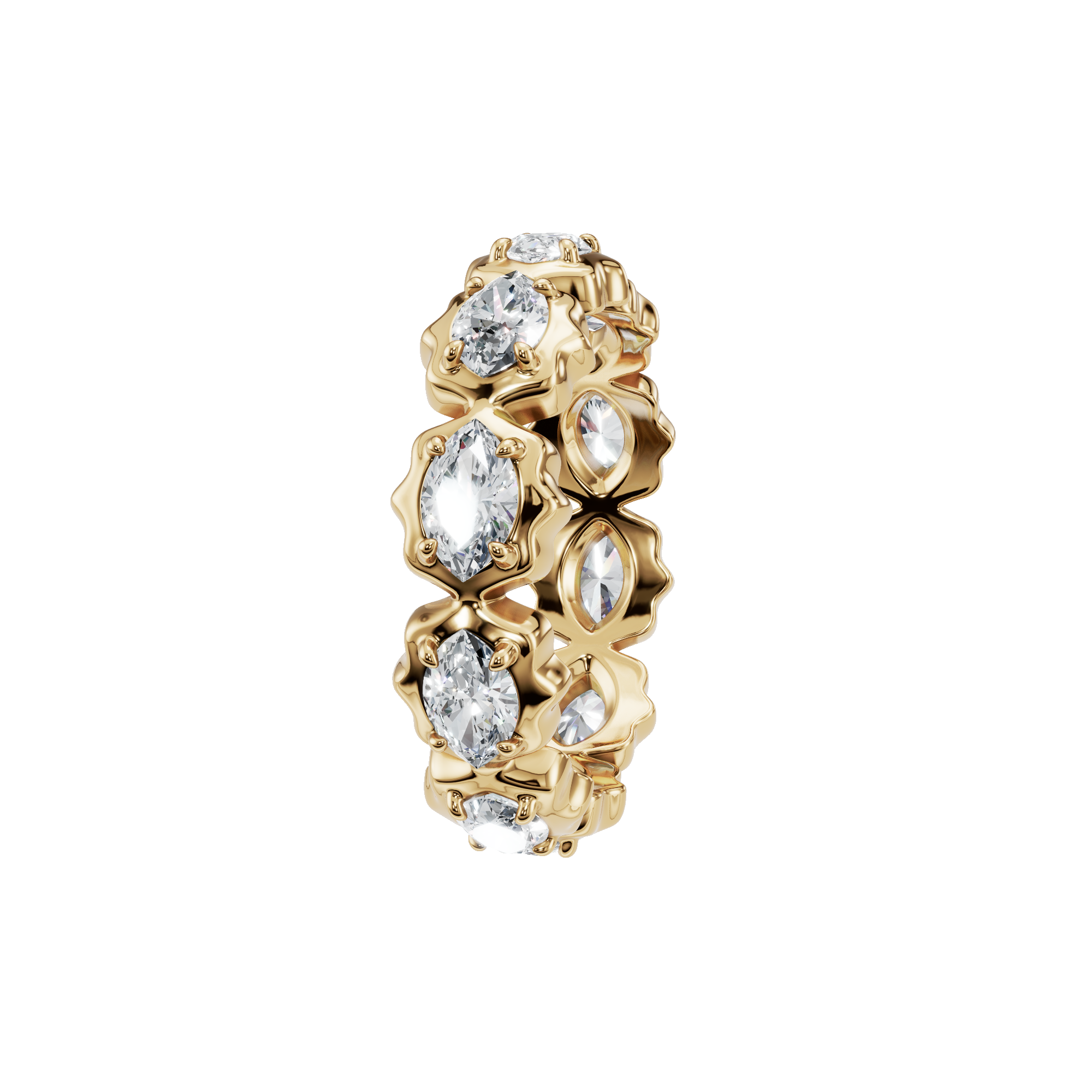 Marquise Eternity Diamond Band in Yellow Gold side view | Roomy's Jewellery