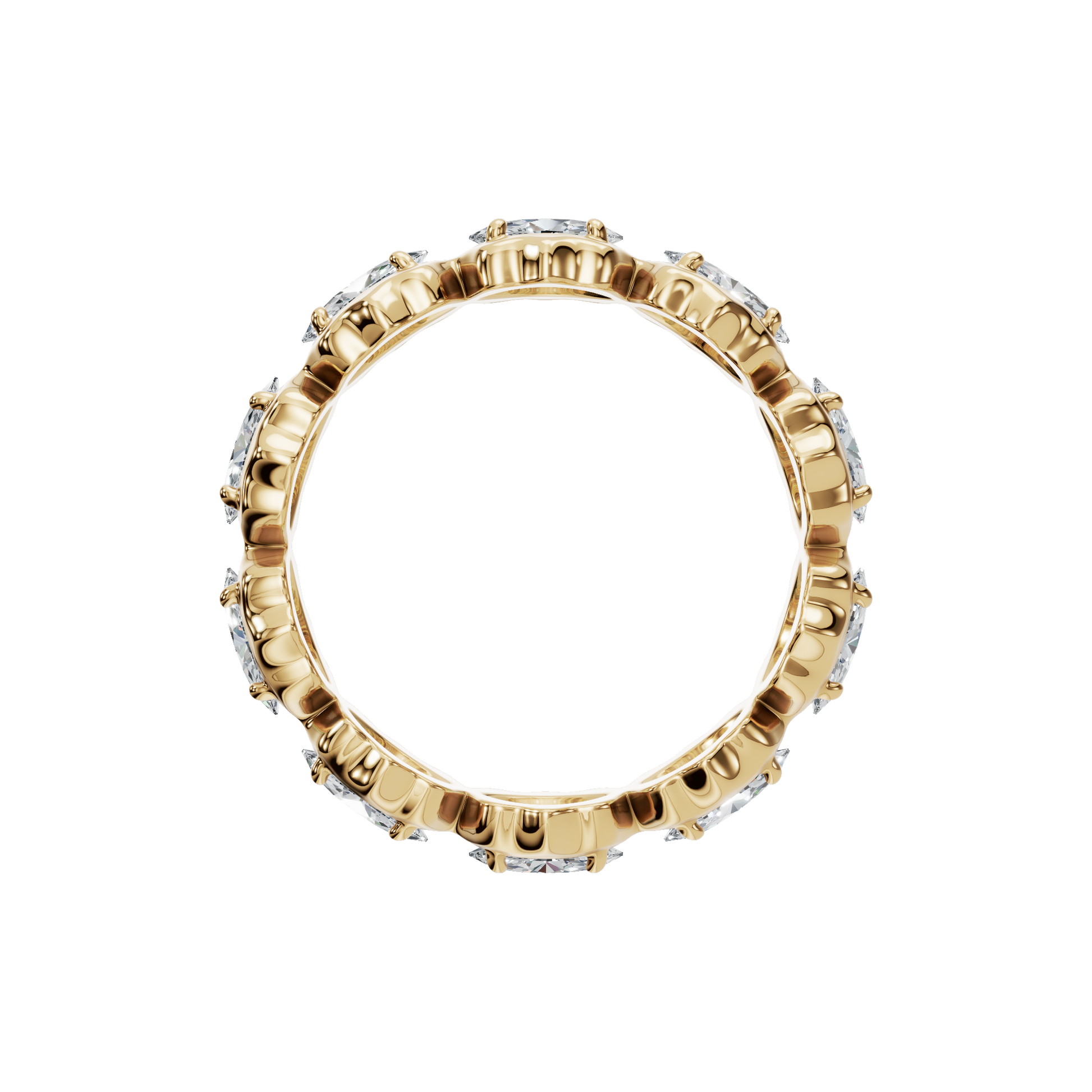 Marquise Eternity Diamond Band in Yellow Gold on finger | Roomy's Jewellery