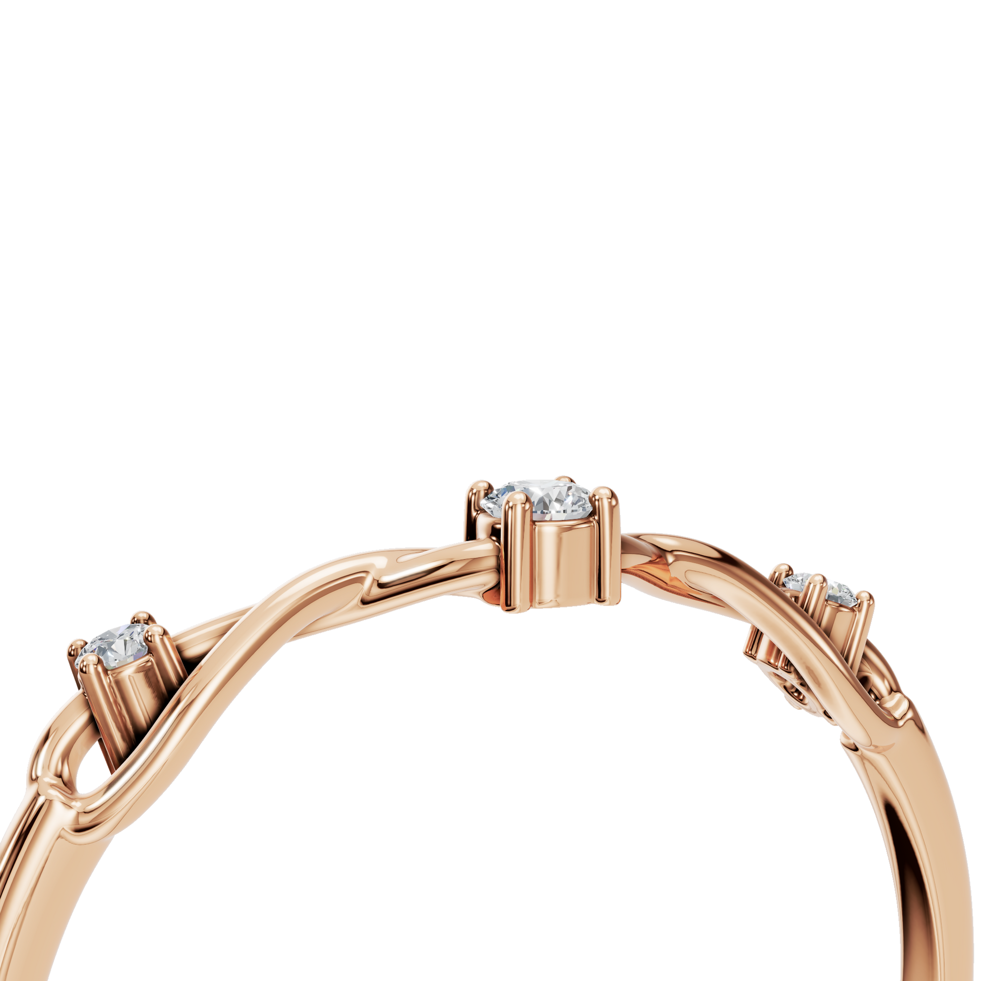 Tendril Diamond Vine Ring in Rose Gold angled view | Roomy's Jewellery