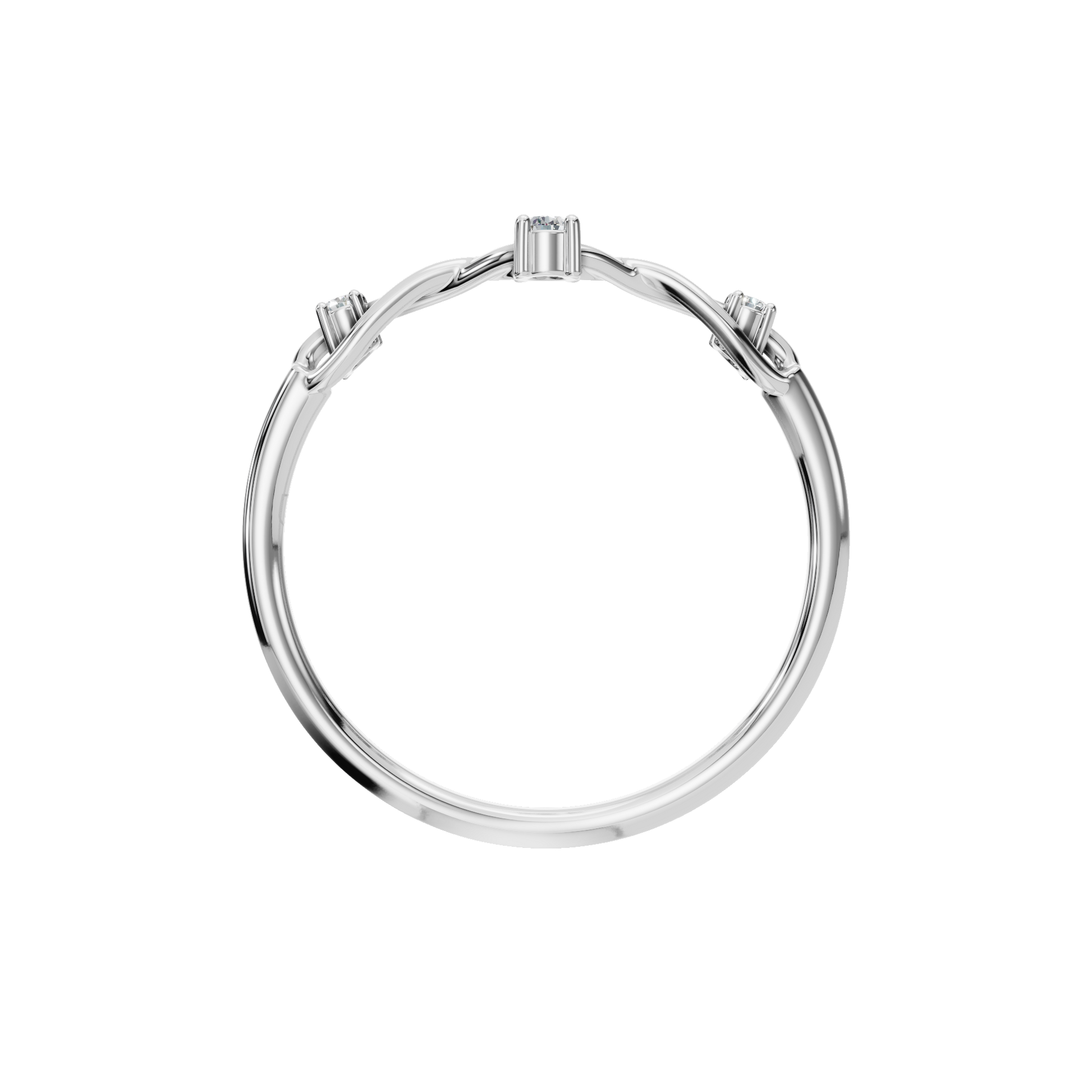Tendril Diamond Vine Ring in White Gold on finger | Roomy's Jewellery